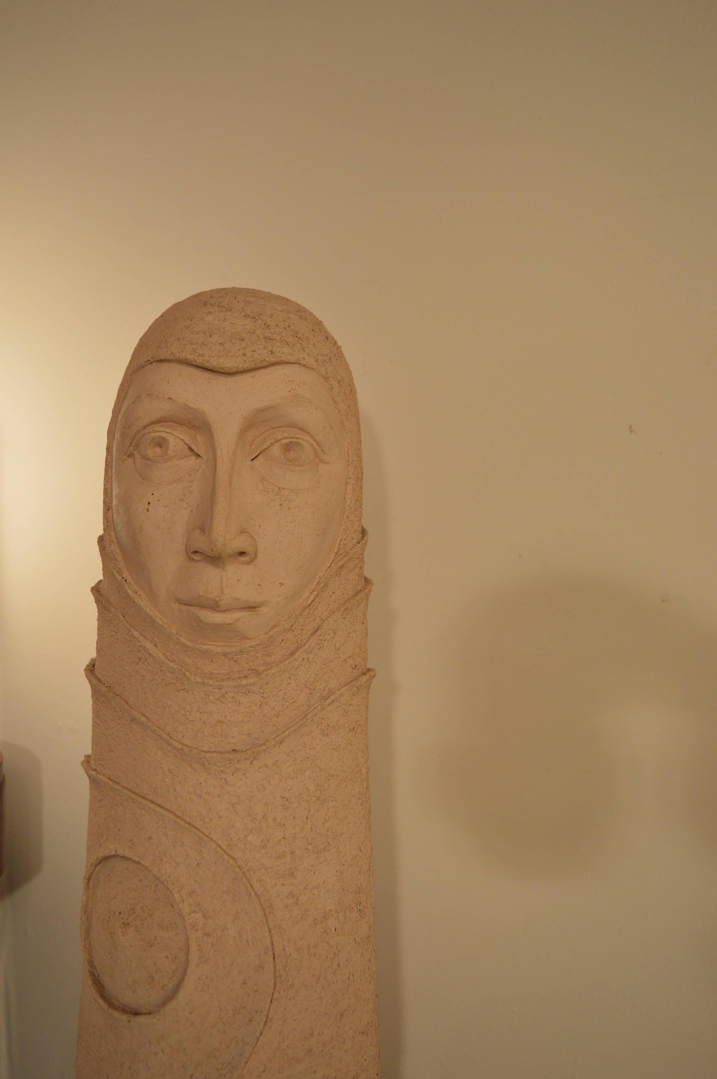 Late 20th Century Large Ceramic Sculpture of a Woman's Head, 1980s