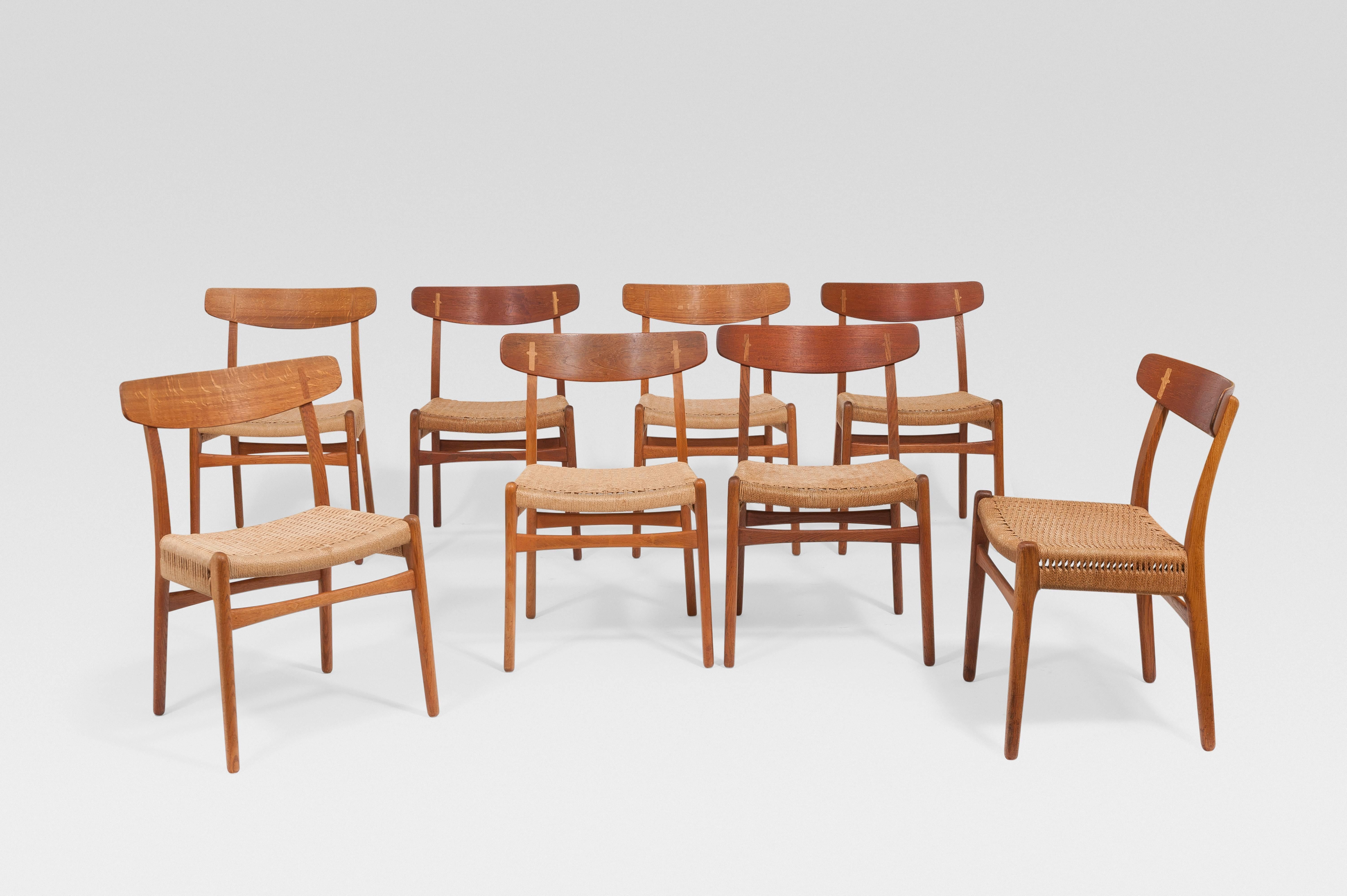 Scandinavian Modern Set of Eight Chairs by Hans Wegner, Denmark 1950
