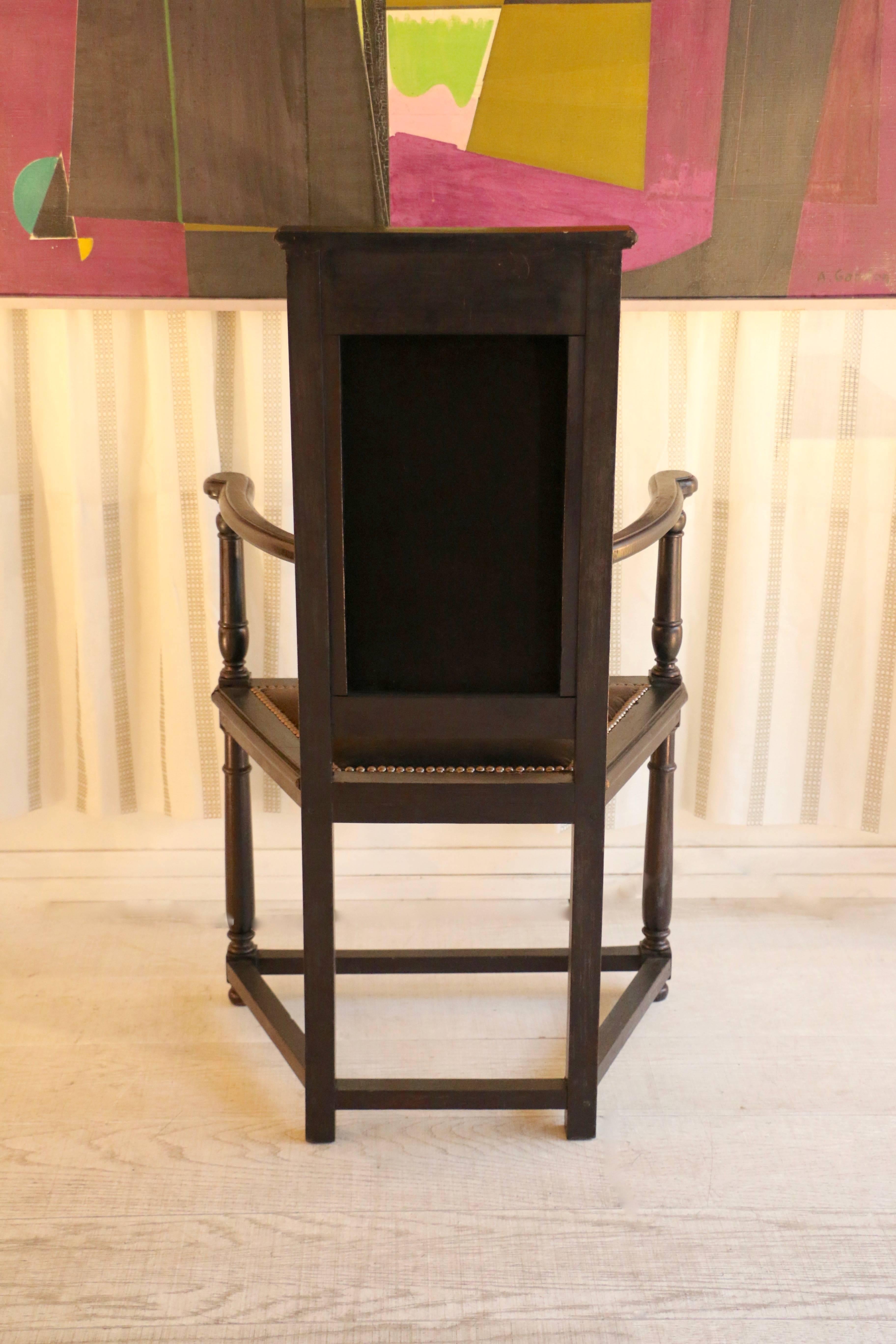 Other Late 19th Century Pair of Black Wooden Armchairs  For Sale