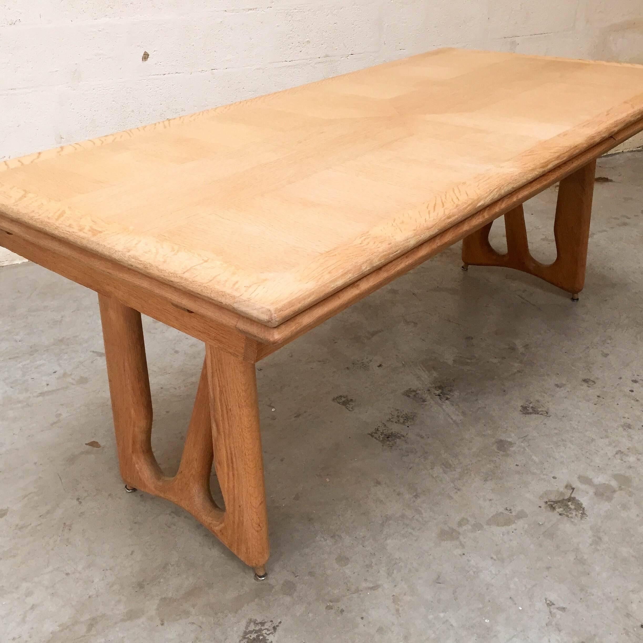 Oak 1960s Table by Guillerme et Chambron 