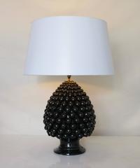 1970s Italian Black Ceramic Lamp
