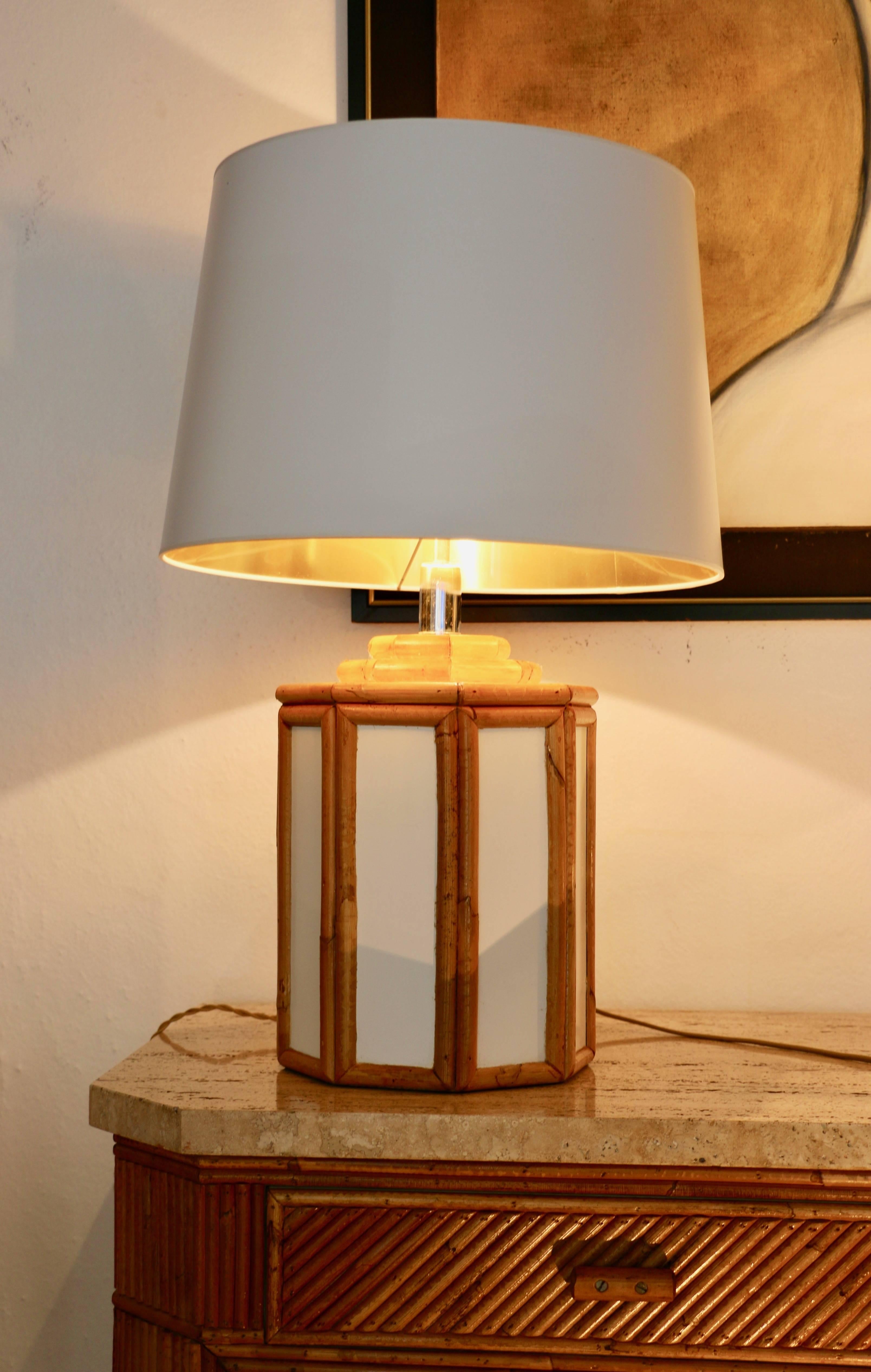 Pair of Table Lamps with a Bamboo Decor, circa 1980 In Excellent Condition In Saint-Ouen, FR