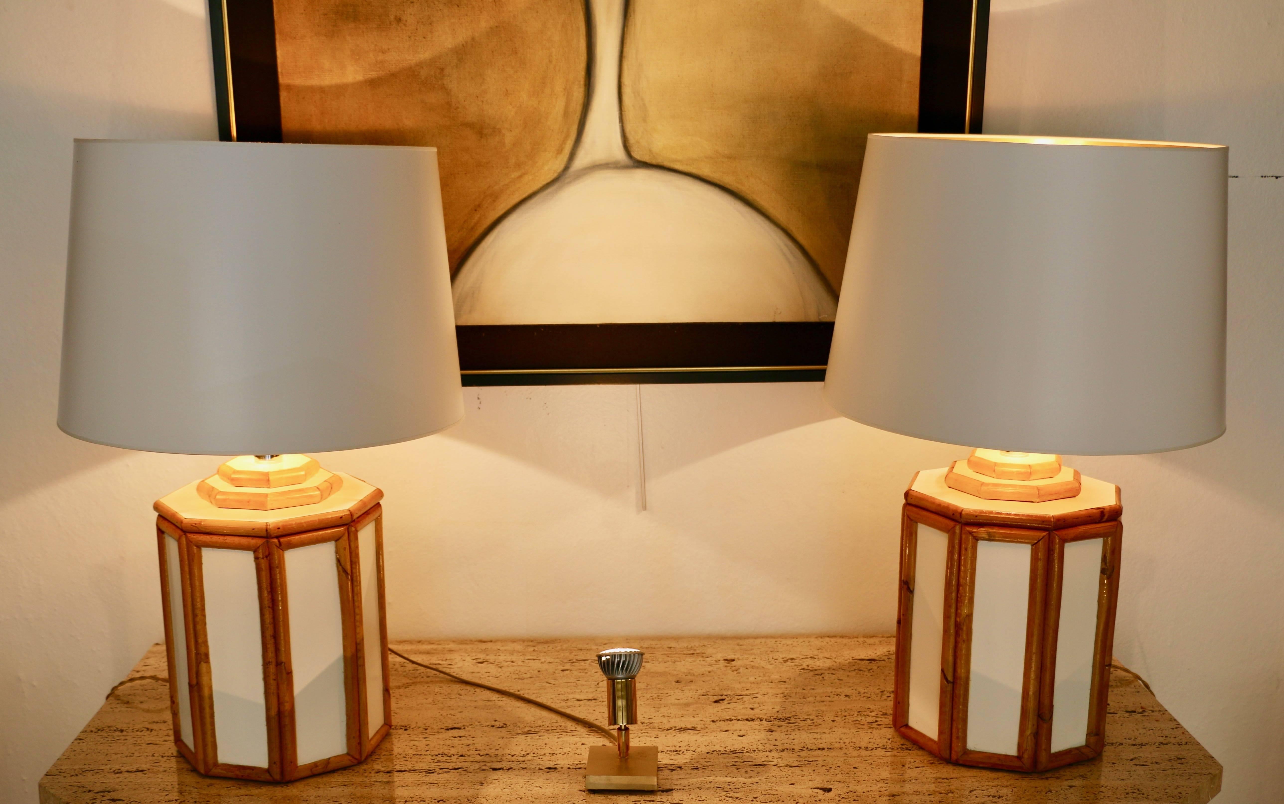 Pair of Table Lamps with a Bamboo Decor, circa 1980 2