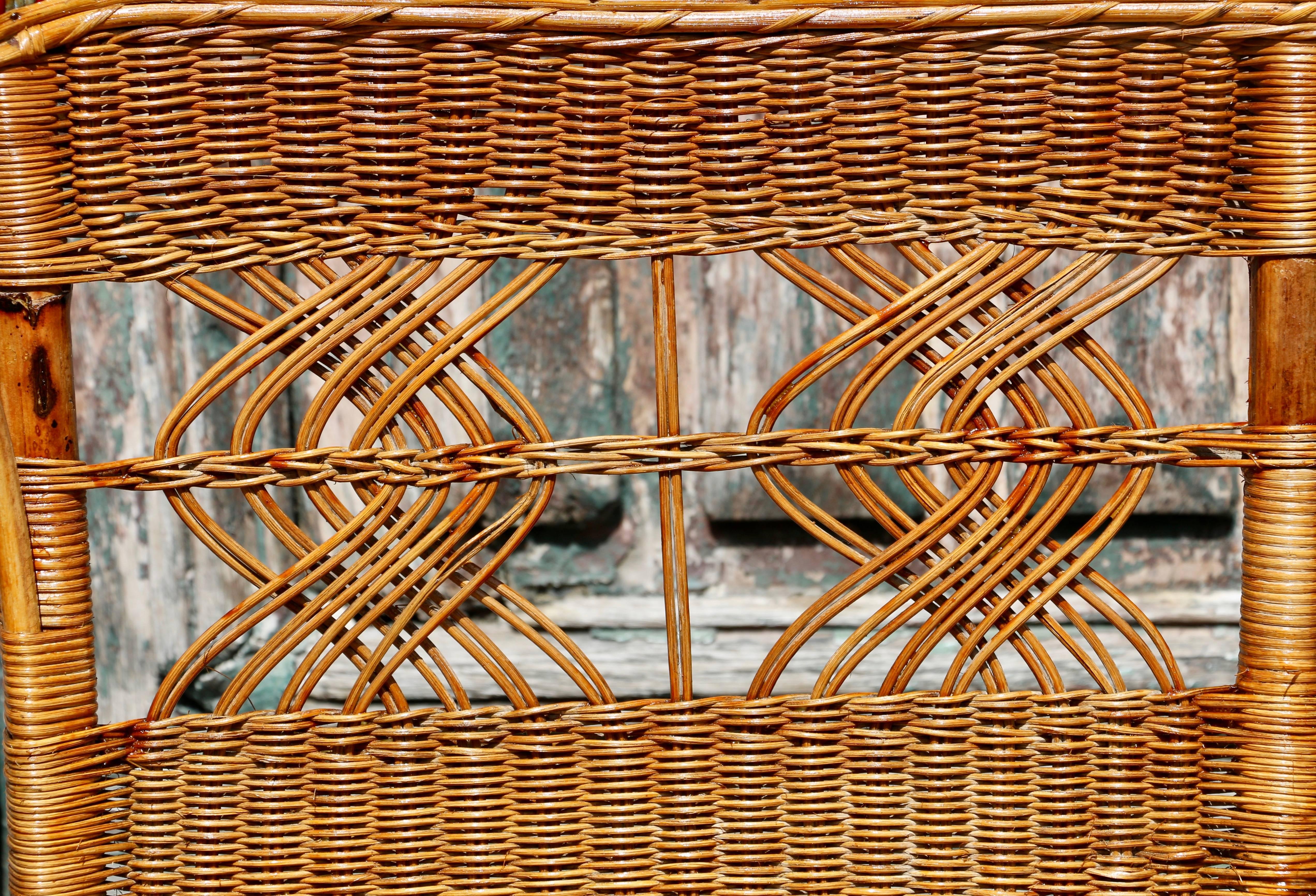 1960s A small two seat bench in Rattan 1