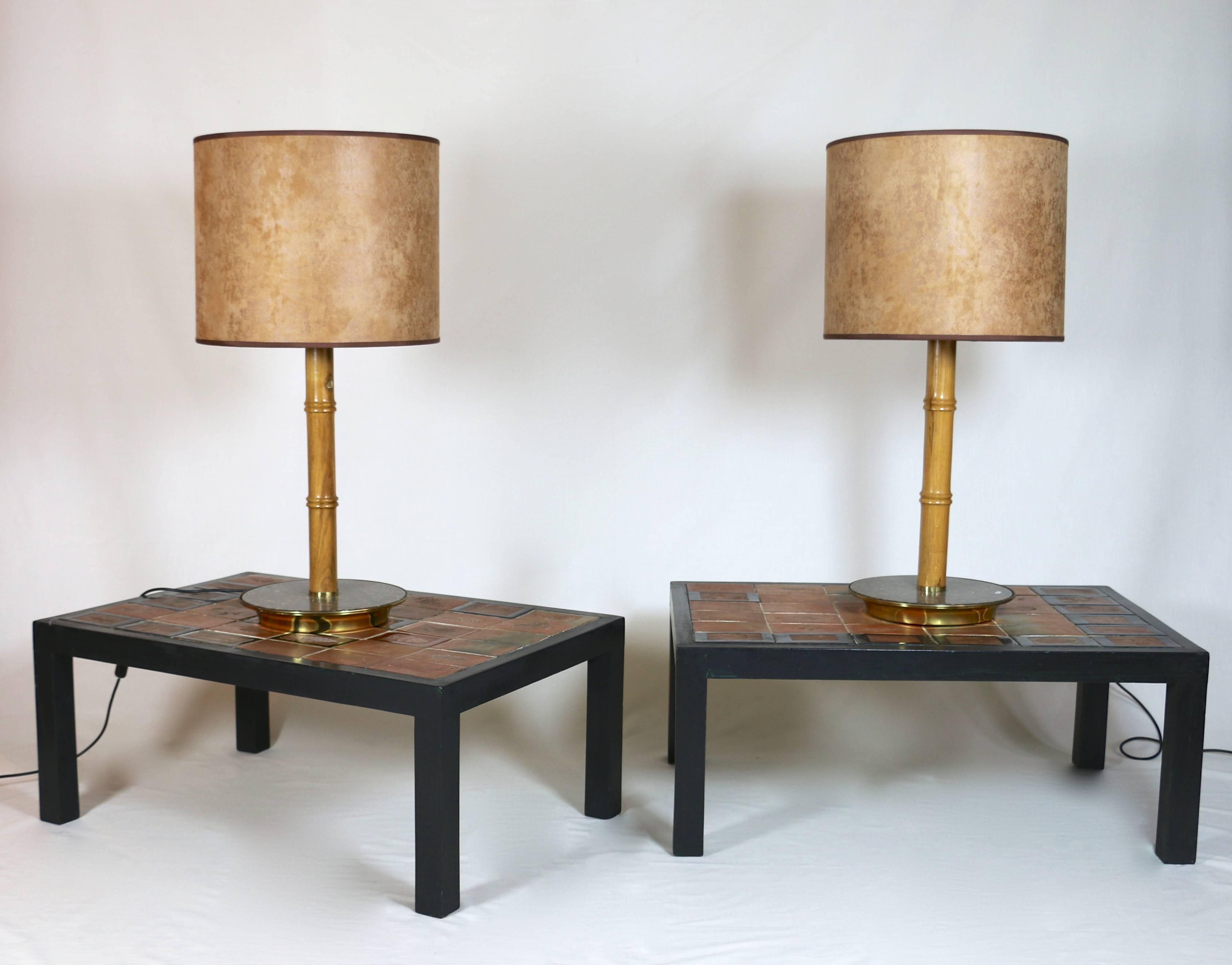 1960s Pair of Coffee Tables in Ceramic and Wood by Roger Capron 2