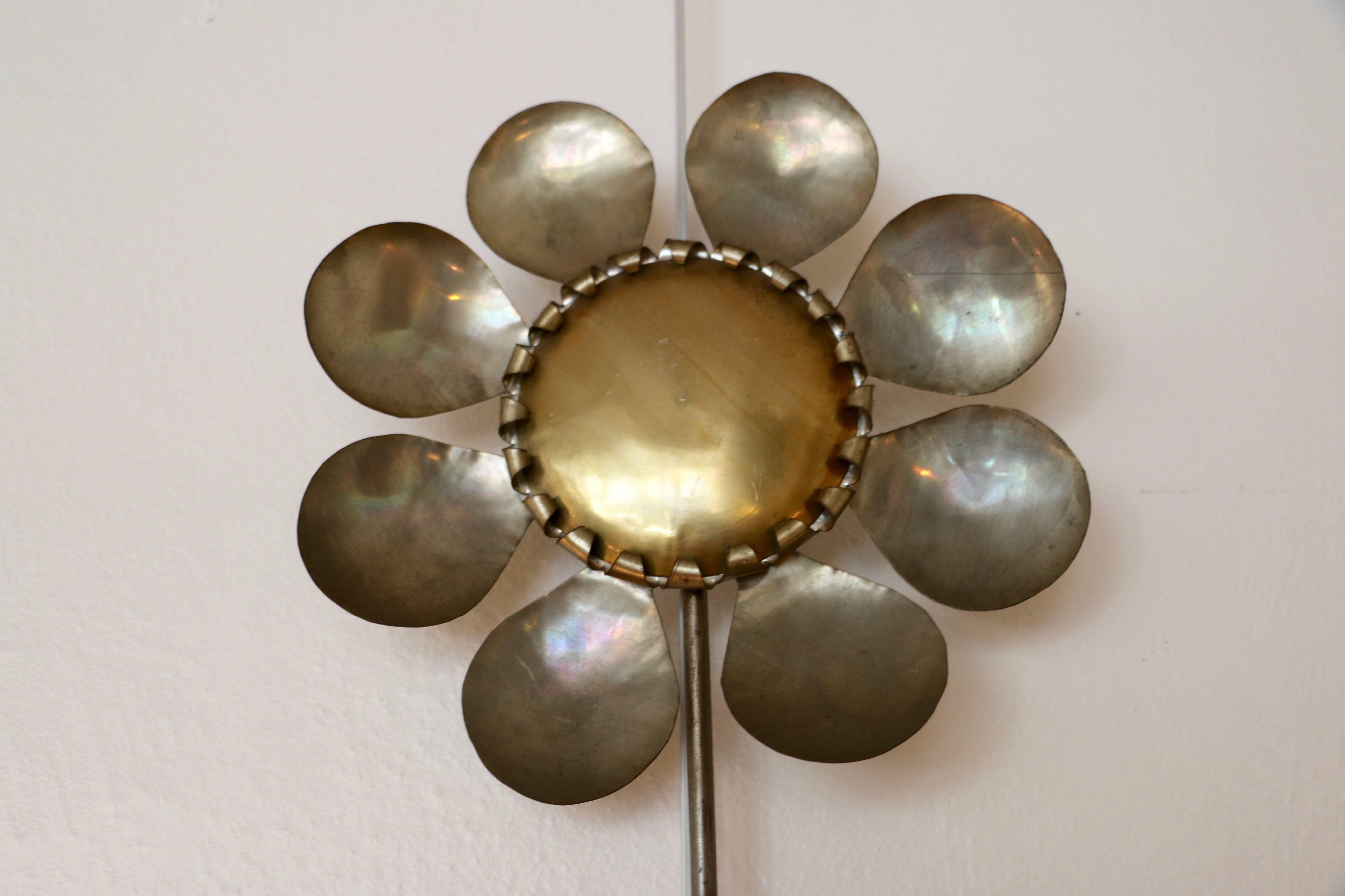 1970s flower shape gilt metal sconces.