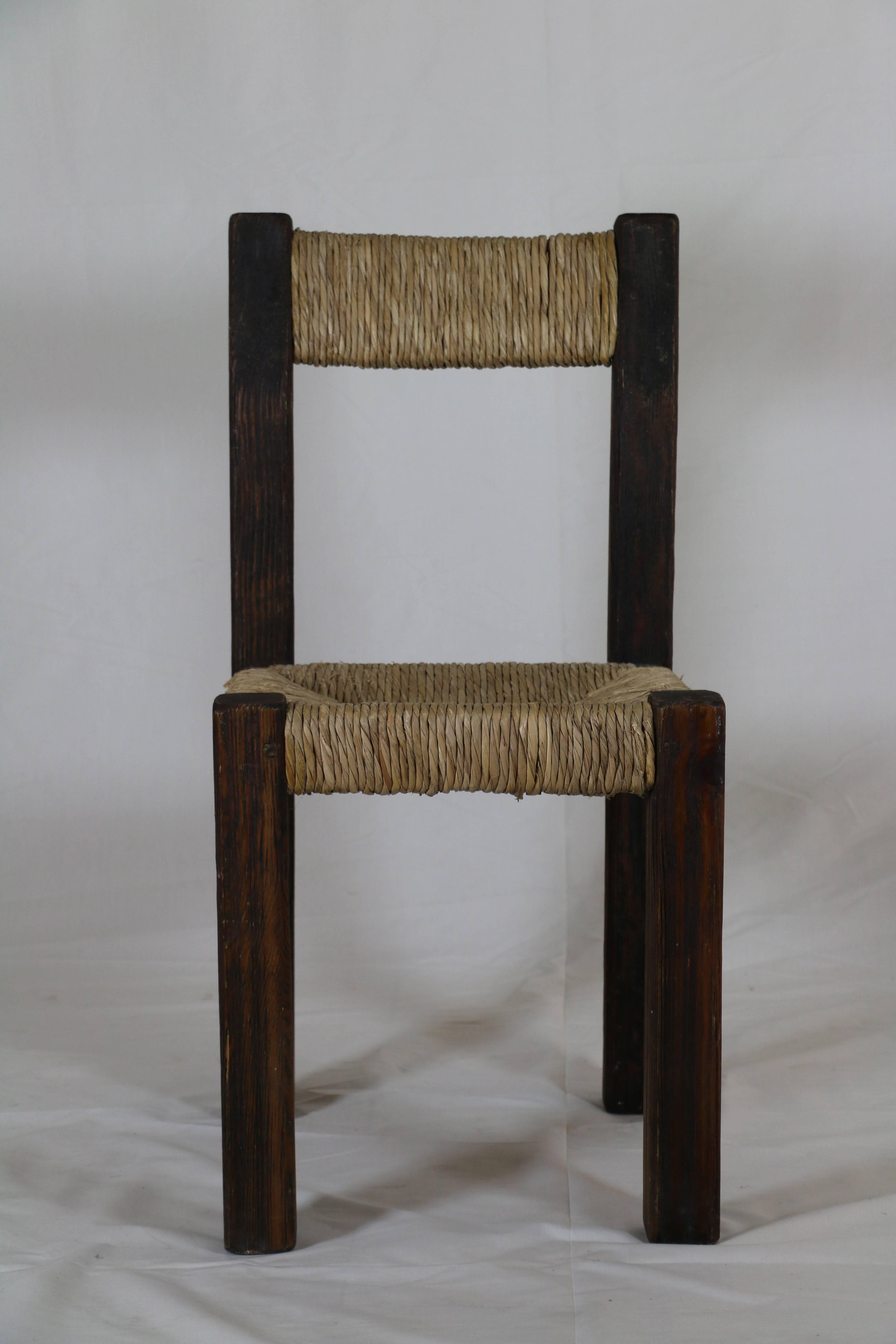 Mid-20th Century Four 1960s Rustic Chairs and Two Stools