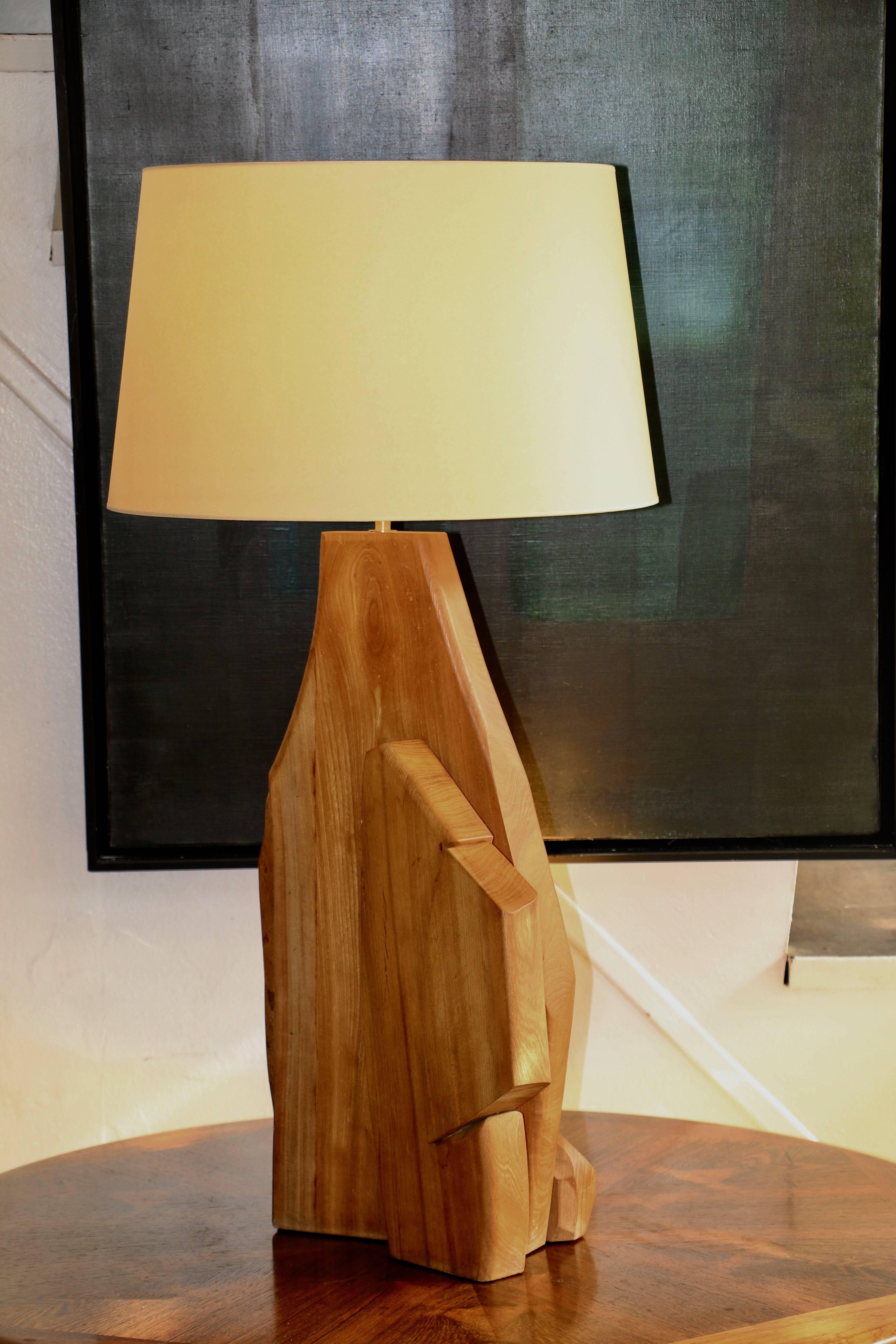 Large Wood Sculpture Table Lamp 2