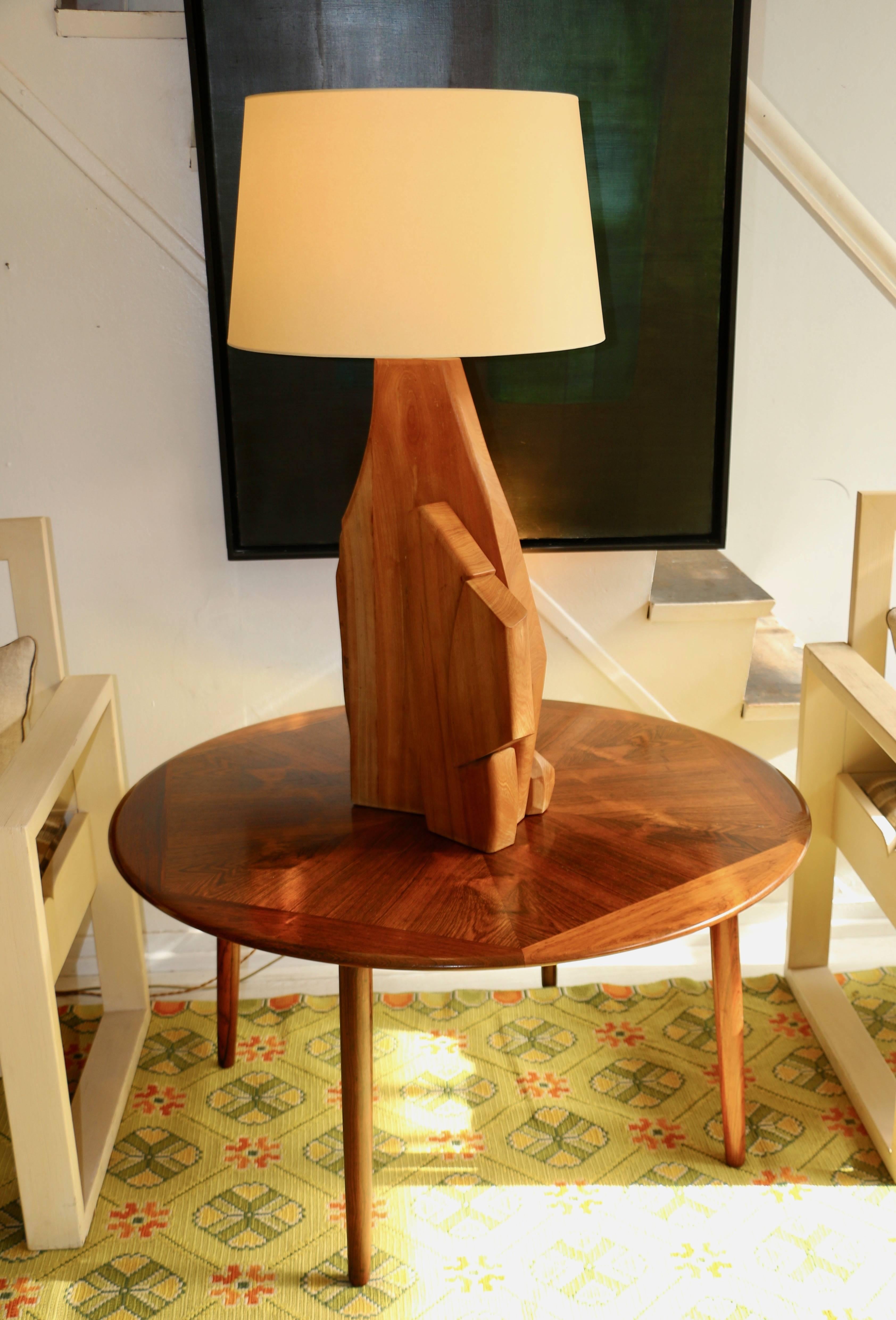 Large Wood Sculpture Table Lamp 3