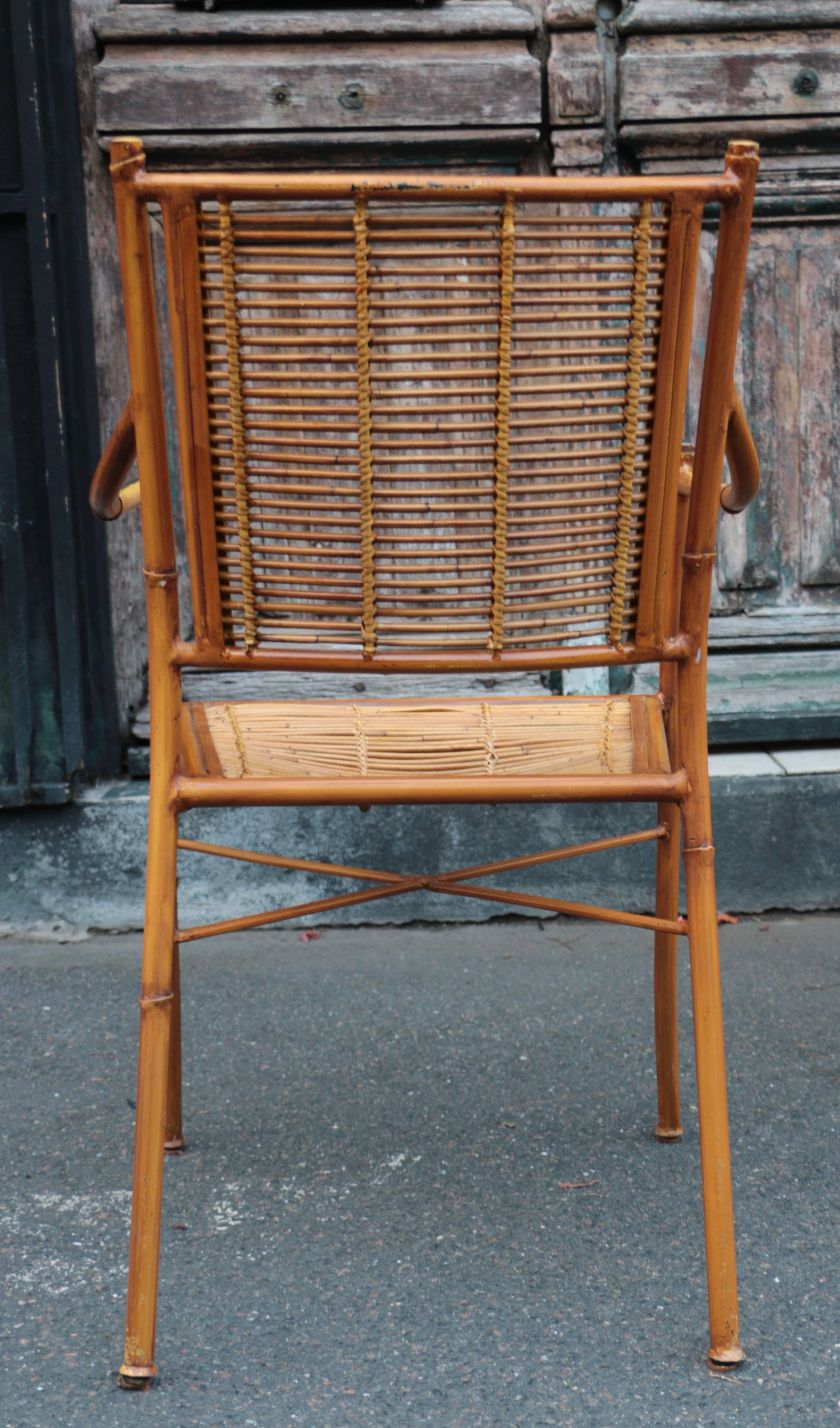 A pair of Armchairs in Wrought Iron Imitating Bamboo In Fair Condition For Sale In Saint-Ouen, FR