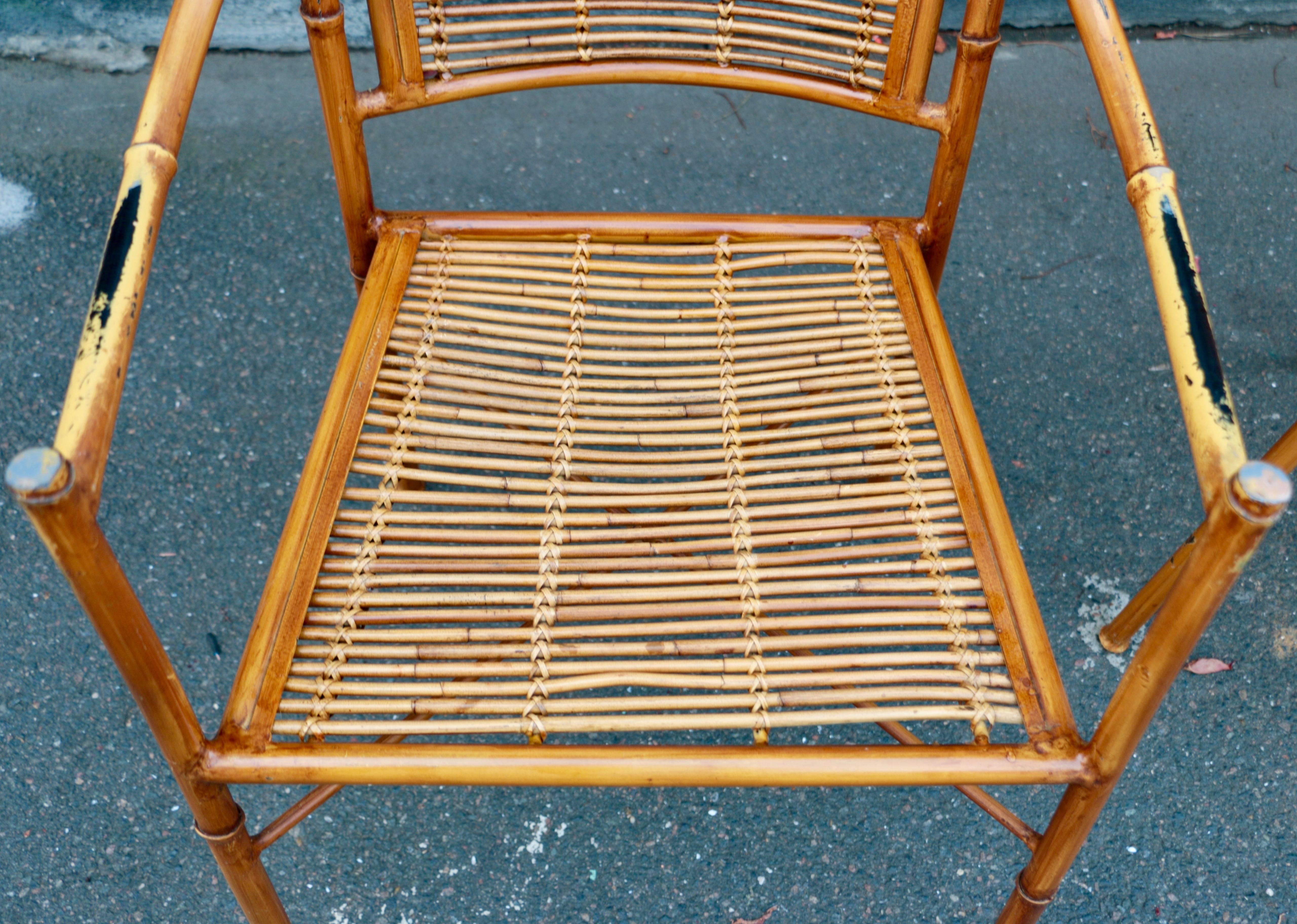 A pair of Armchairs in Wrought Iron Imitating Bamboo For Sale 1