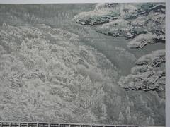 Color Lithograph of Arashiyama in the Snow, by Sumio Goto, Japanese Painter