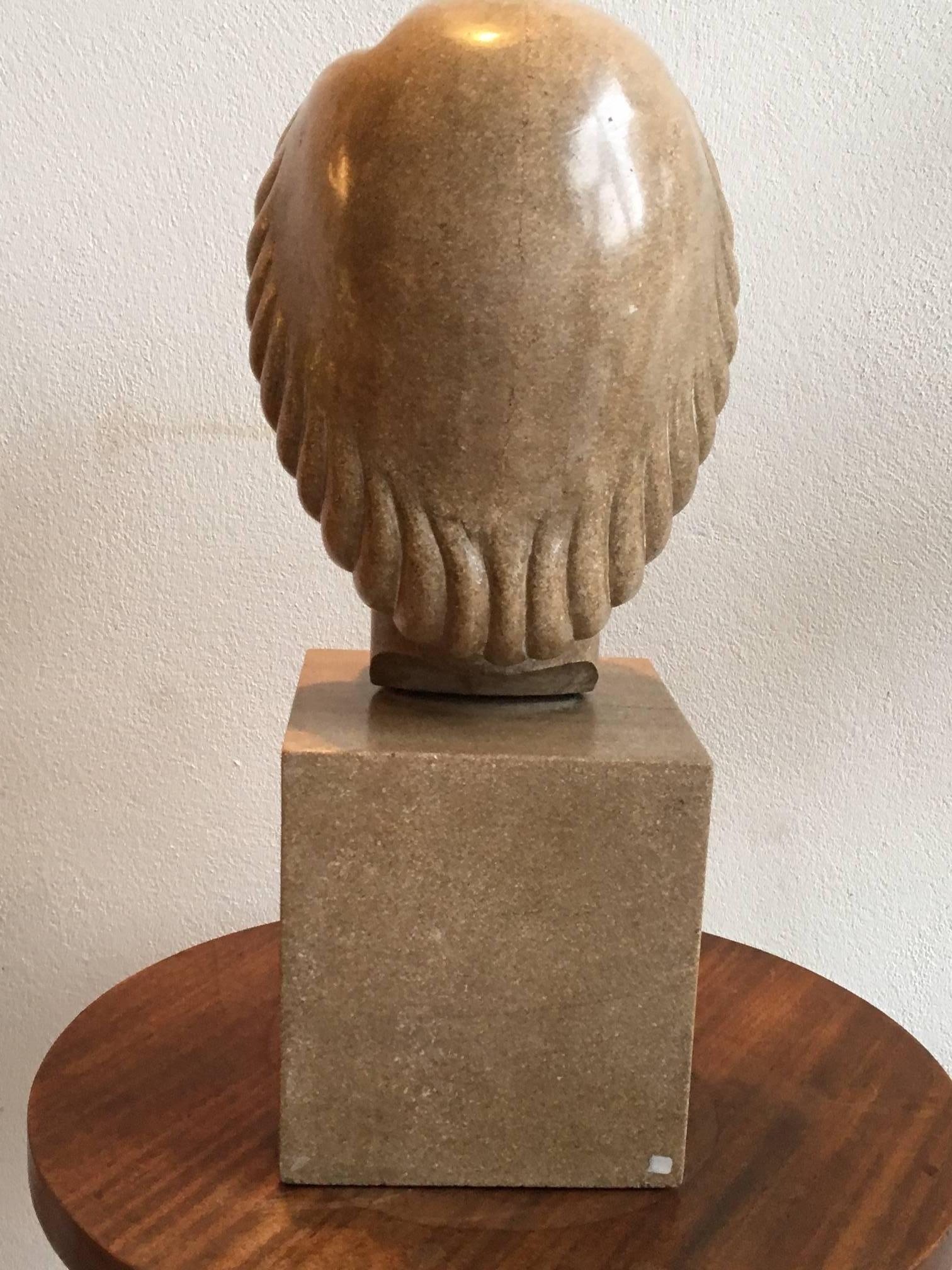 Art Deco Direct Carved Stone Sculpture by Germaine Cochet Ploncard, circa 1930 In Excellent Condition For Sale In Saint-Ouen, FR