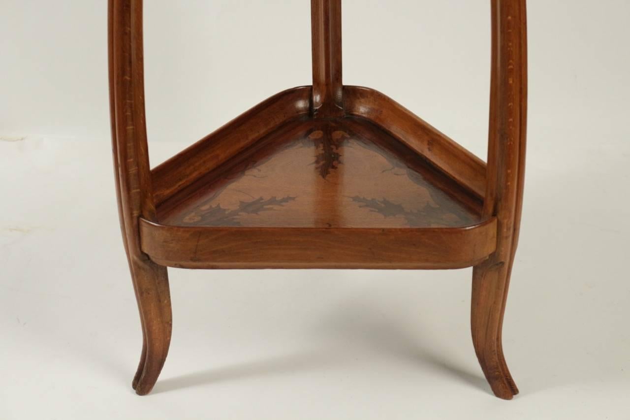 French Walnut Carved and Marquetry Gueridon by Louis Majorelle, circa 1900