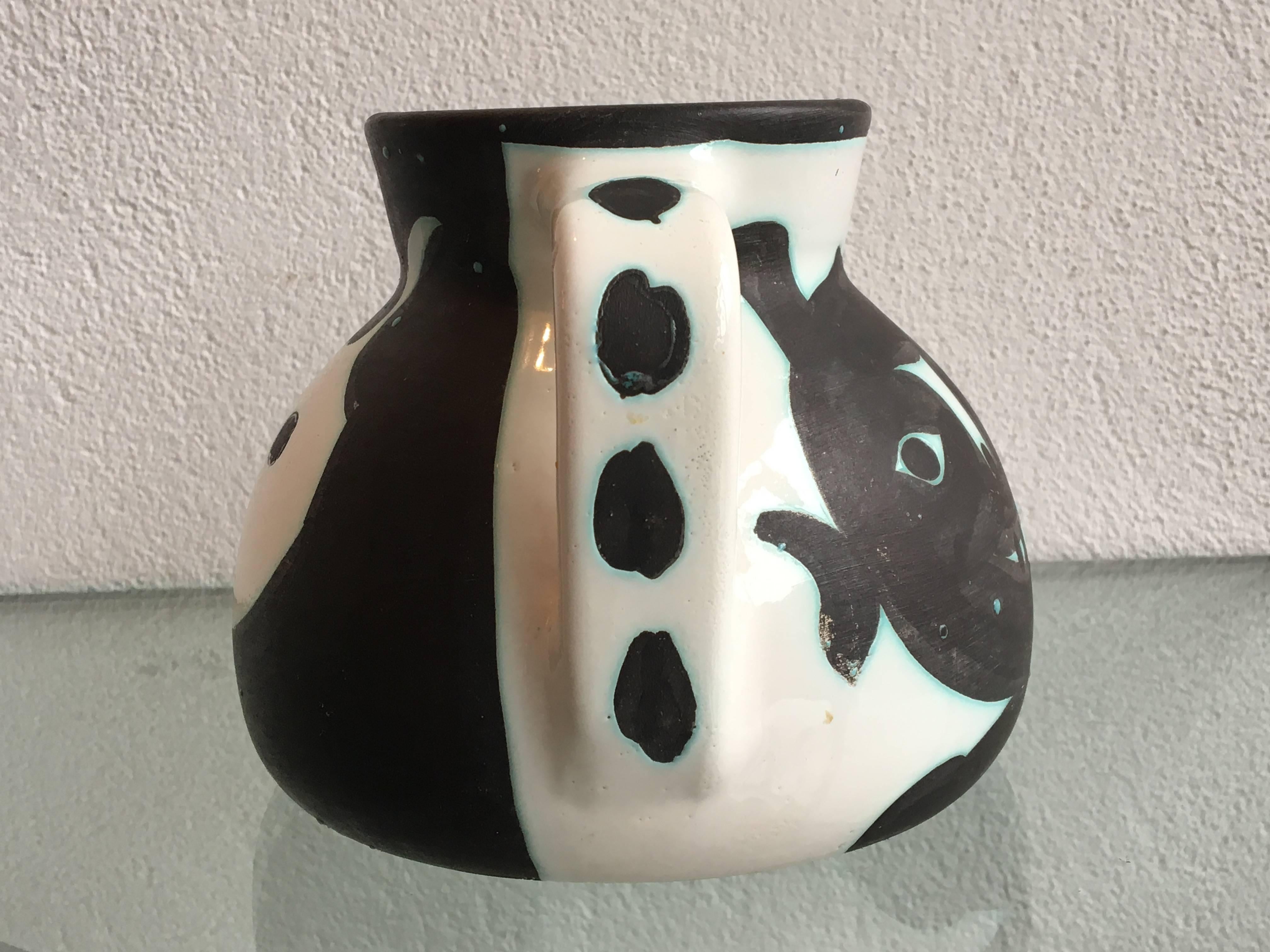 French Pablo Picasso, Madoura, Turned Ceramic Pitcher 