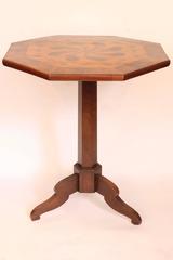 Mahogany Tilt-Top Table with Inlaid Decoration, French 19th Century