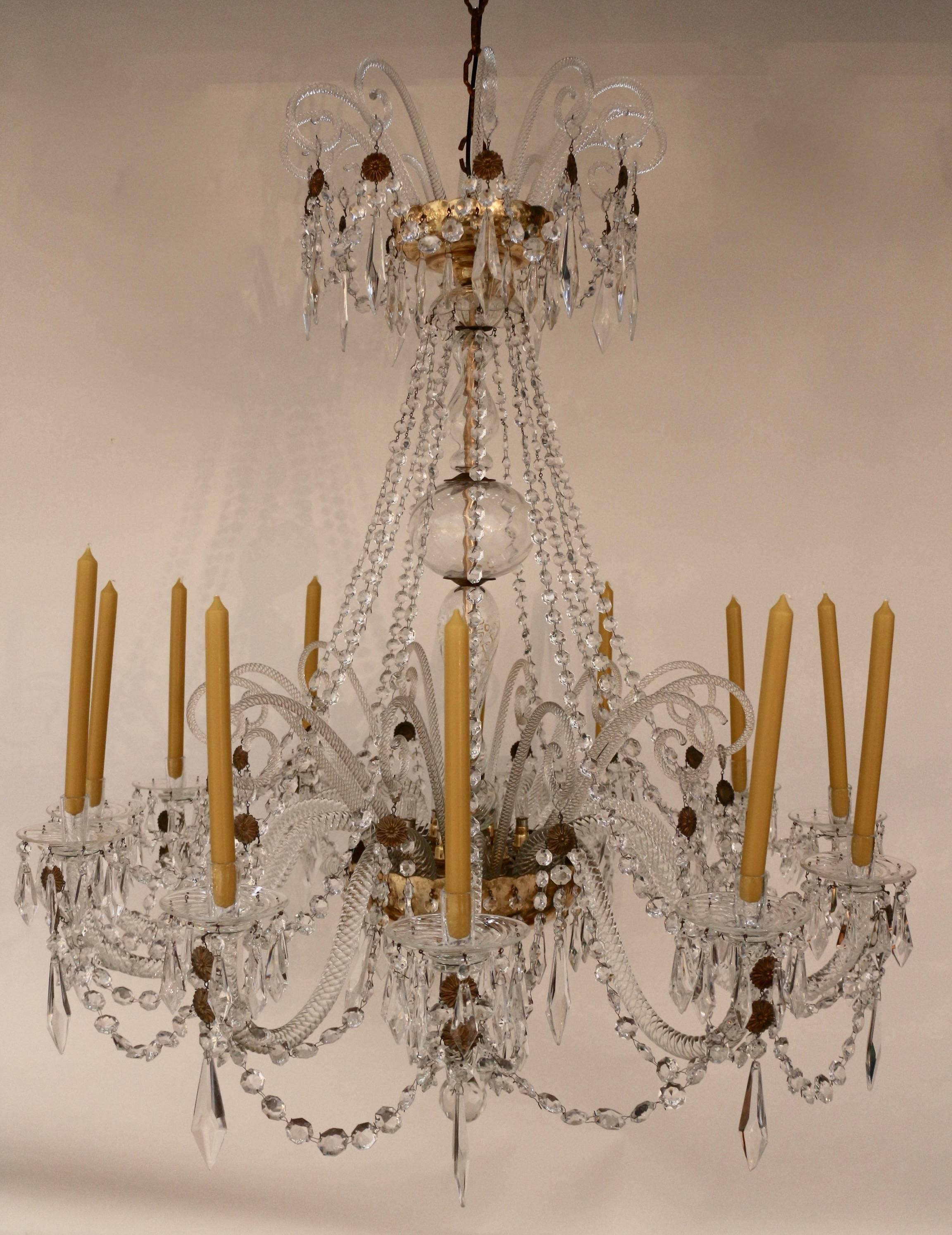 Italian Chandelier in Baccarat Crystal, Made by Renzo Vaglica in Firenze, Italy For Sale
