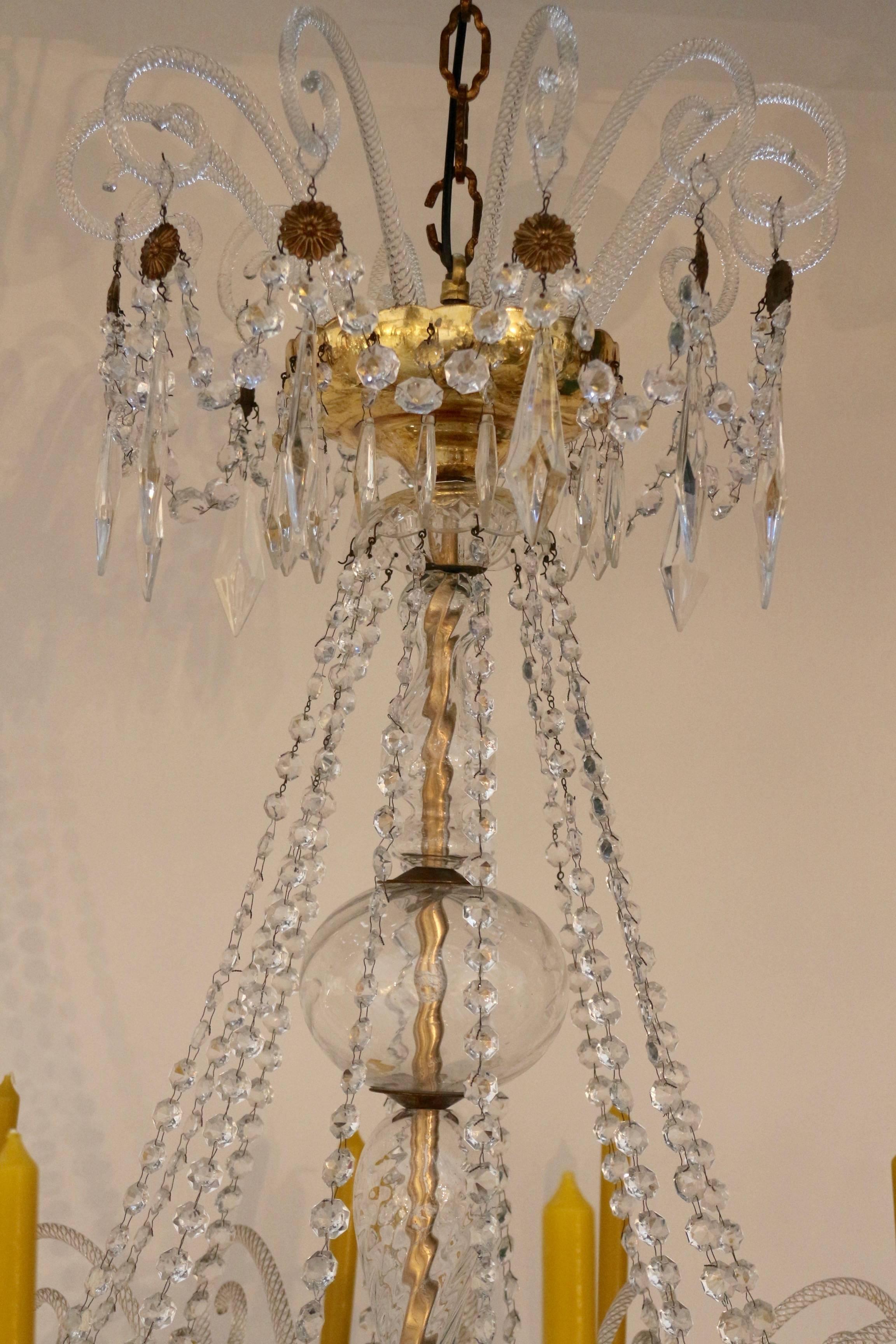 20th Century Chandelier in Baccarat Crystal, Made by Renzo Vaglica in Firenze, Italy For Sale