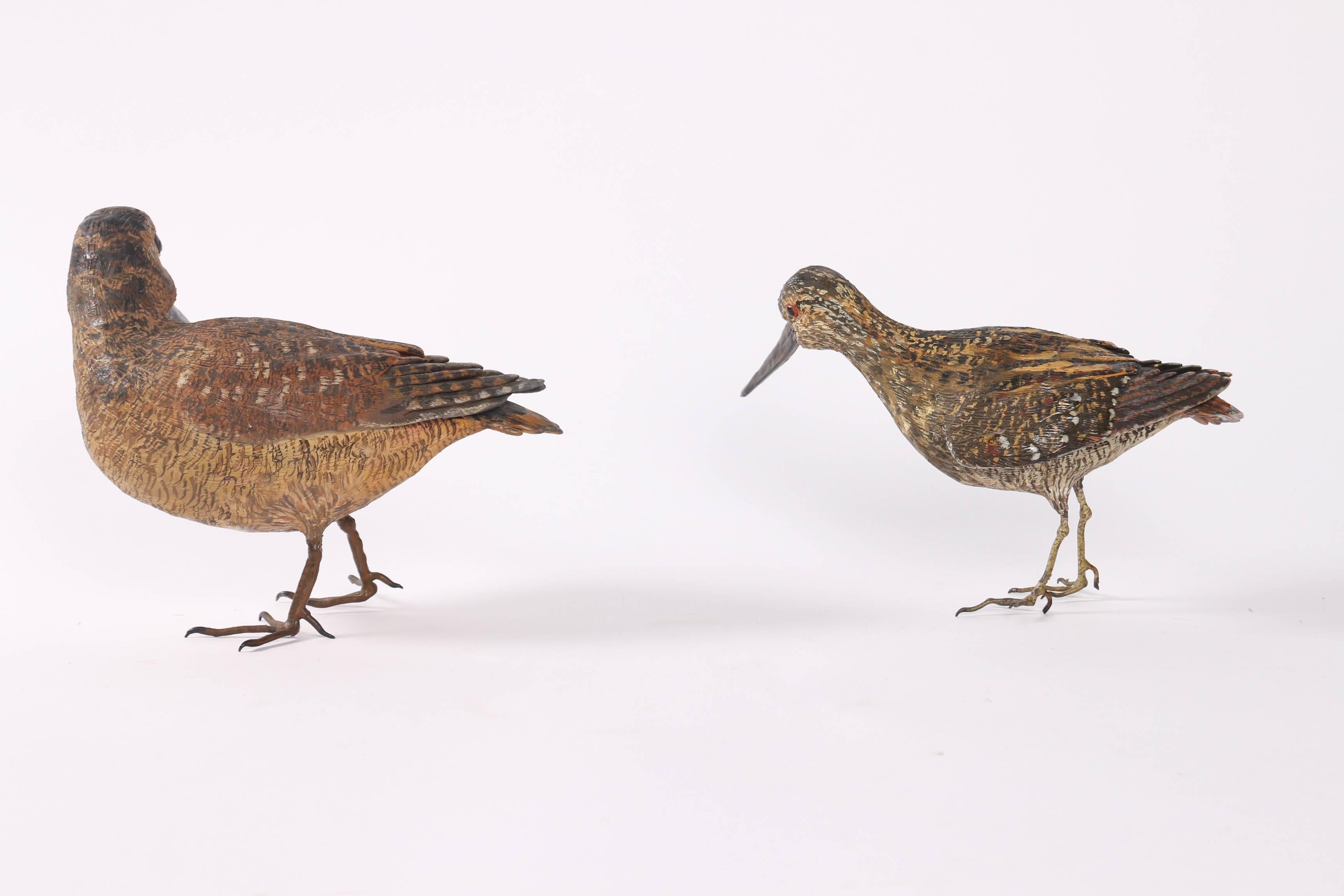 Set of six handcrafted terracotta and hand painted birds made by a French artist at Saint Paul de Vence. Sylvestri
French, circa 1930.