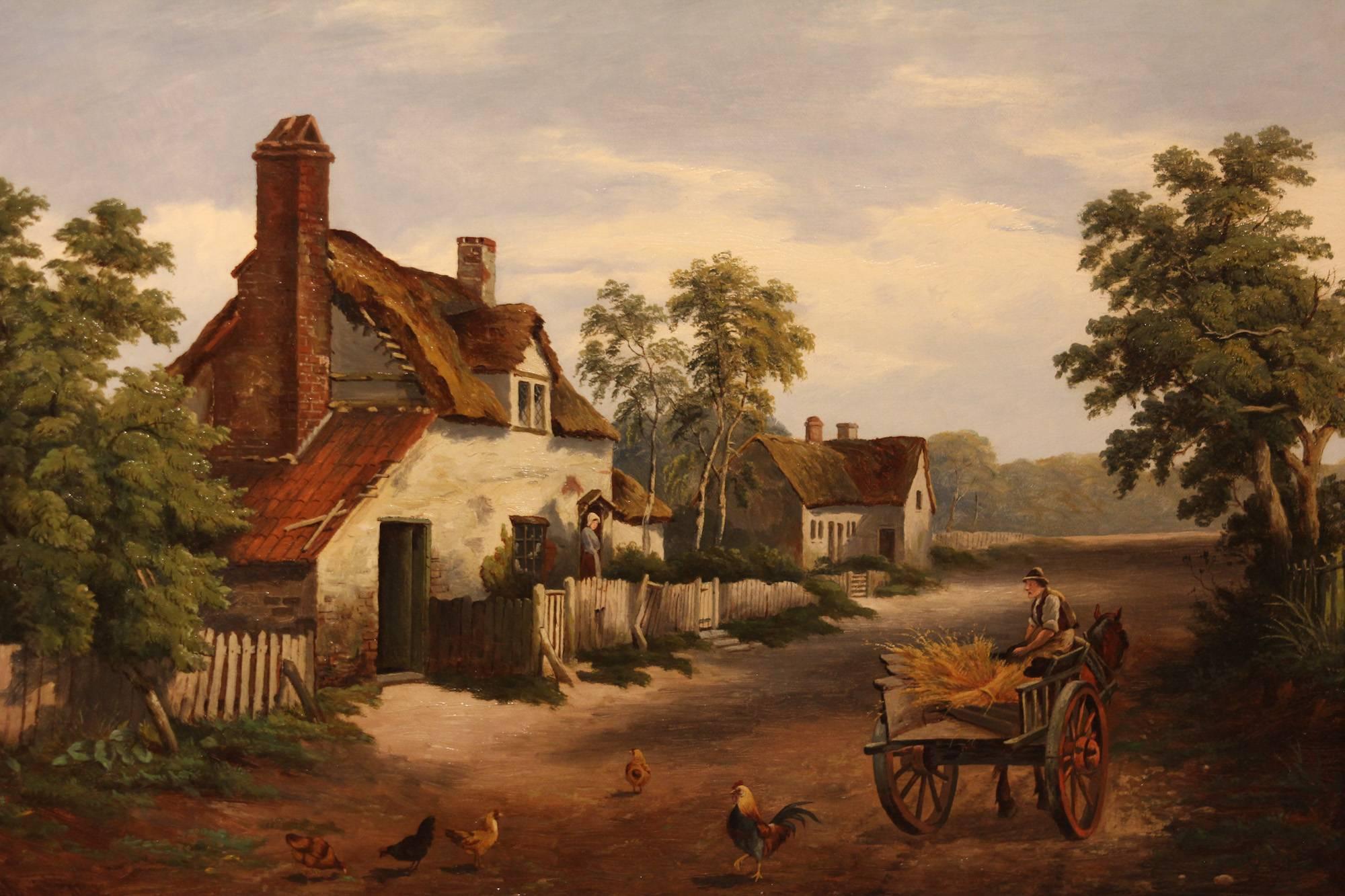 "Cottage Scene Milcote, Near Stratford-on-Avon" oil painting by William P. Cartwright, 1854-1916 Birmingham landscape painter.  Oil on canvas, 16x24" signed.  Inscribed and dated 1906 verso.

All of the items that we advertise for