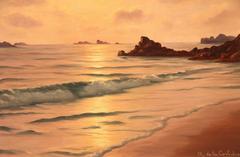 Brittany Coast Sunset Oil Painting by Roger de la Corbiere