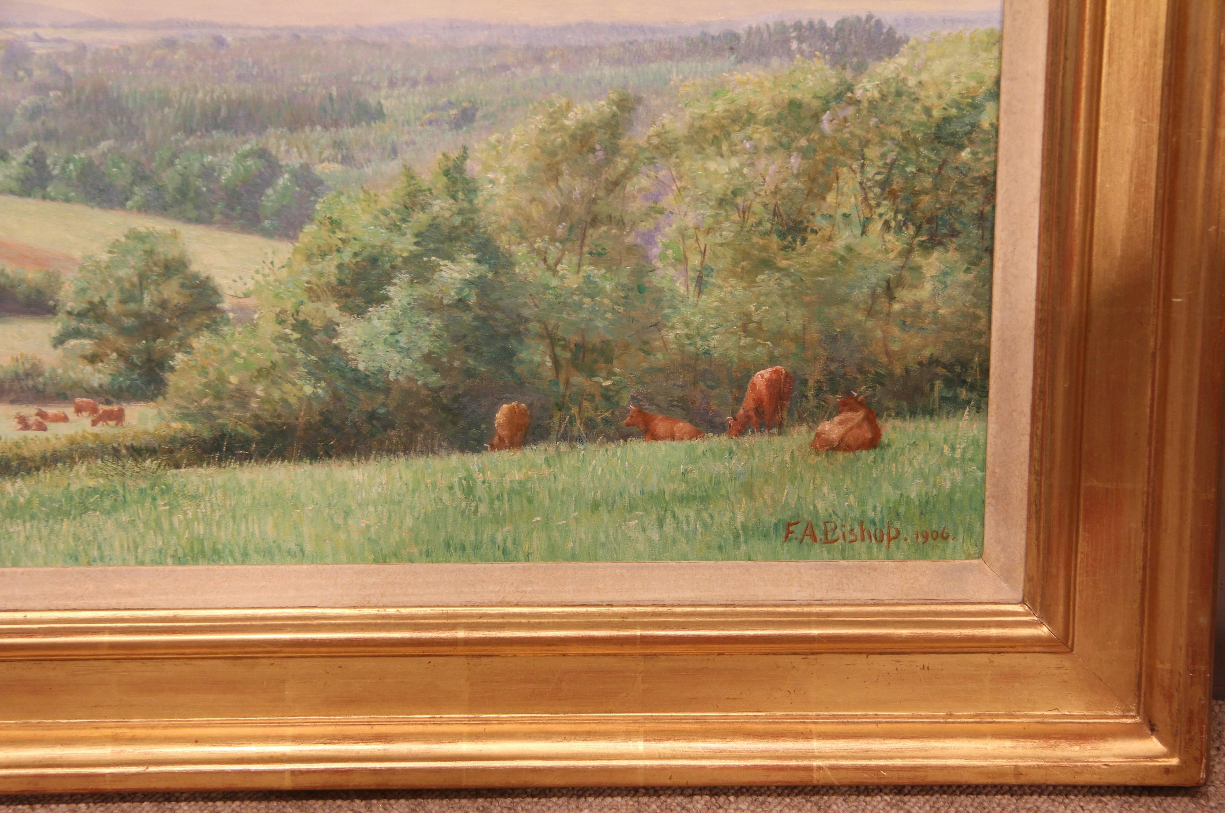 Early 20th Century Landscape Oil Painting by Frederick A. Bishop, Signed 1906