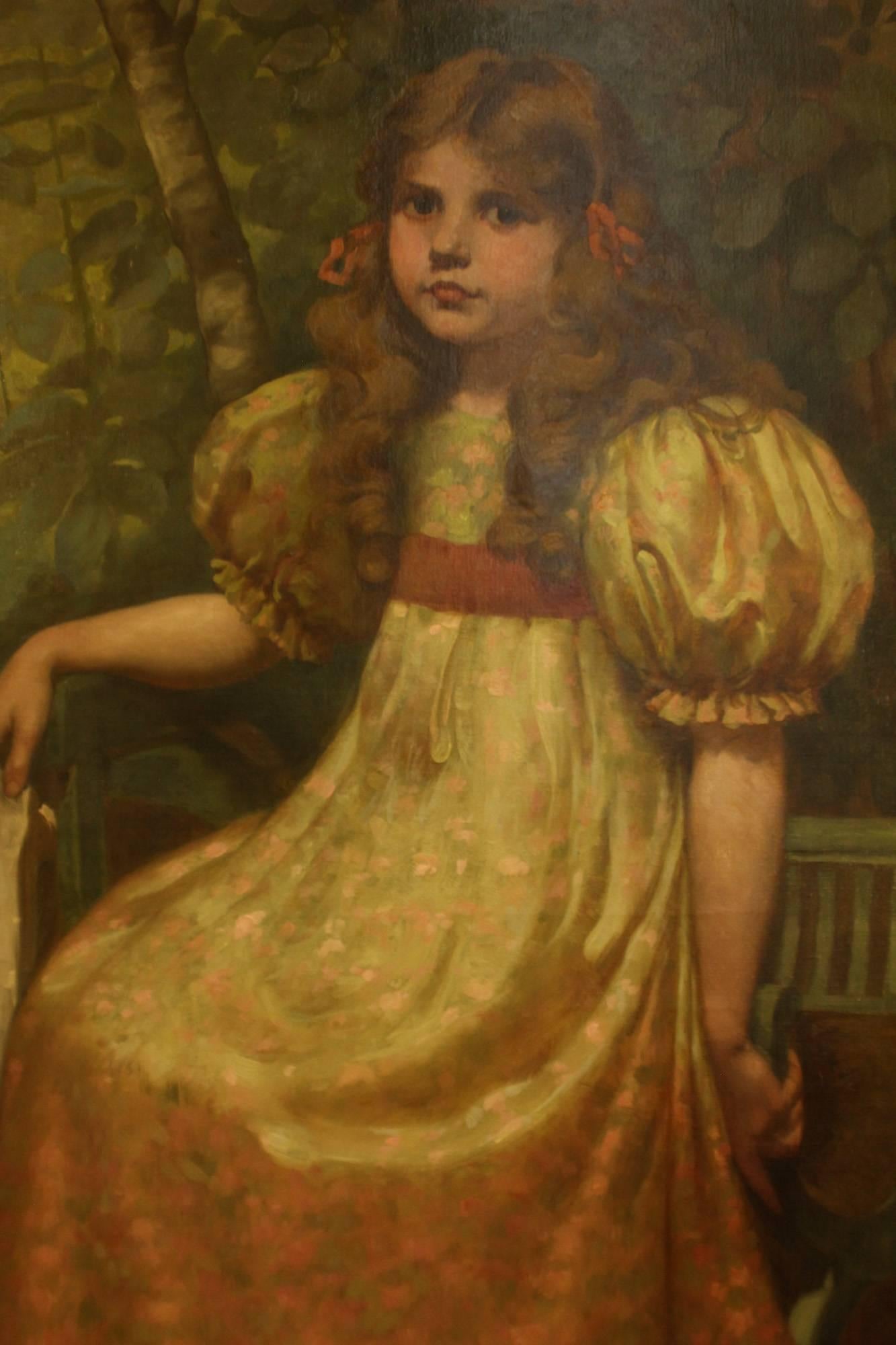 "Portrait of a Girl" oil painting by Richard George Hinchliffe.

All of the items that we advertise for sale have been as accurately described as possible and are in excellent condition, unless otherwise stated. Please note that we are