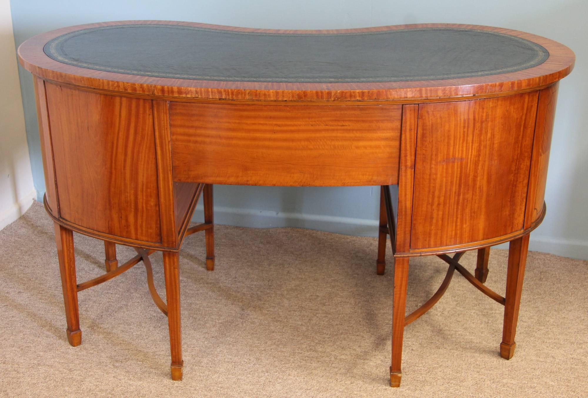 Satinwood Kidney Shaped Desk, circa 1890 For Sale 4