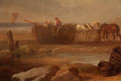 "Fisherfolk by the Shore" Large Oil Painting by Isaac Henzell