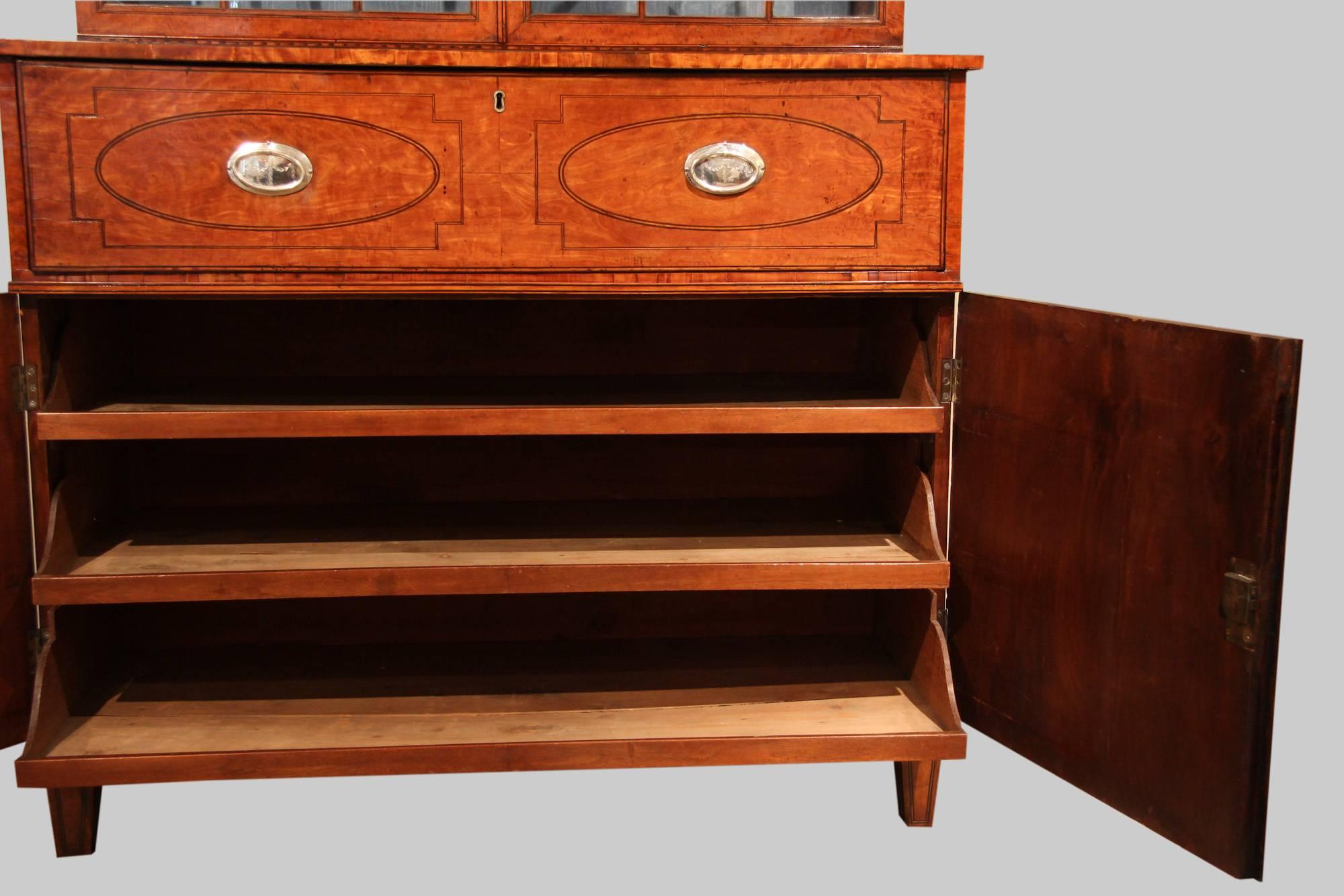 Late 18th Century West-Indies Satinwood Secretaire Bookcase For Sale 1