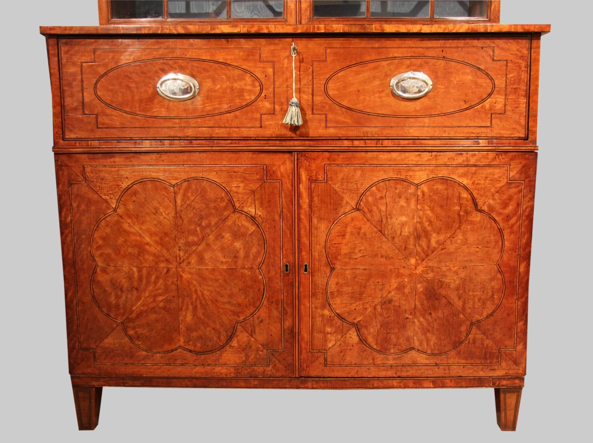 Late 18th Century West-Indies Satinwood Secretaire Bookcase For Sale 5