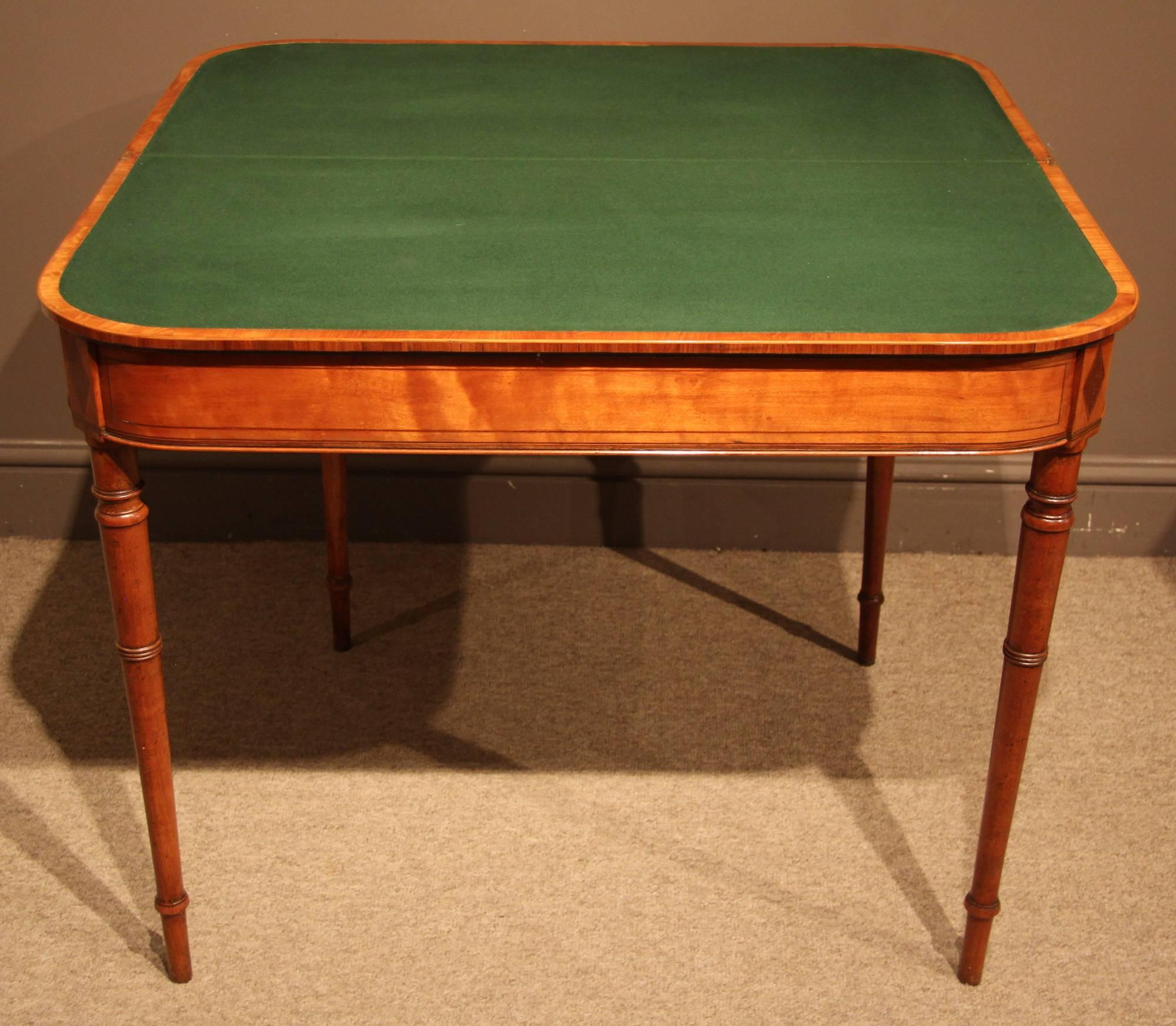 Fine Late George III Satinwood and Rosewood Card Table 2