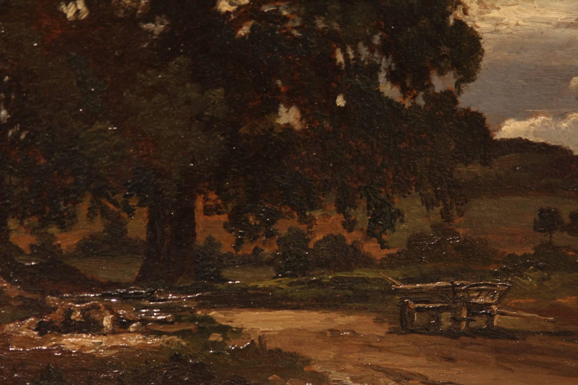"A Cart on a Lane by an Oak Tree" oil painting by F.Halberg-Kraus, oil on canvas, circa 1910.

All of the items that we advertise for sale have been as accurately described as possible and are in excellent condition, unless otherwise