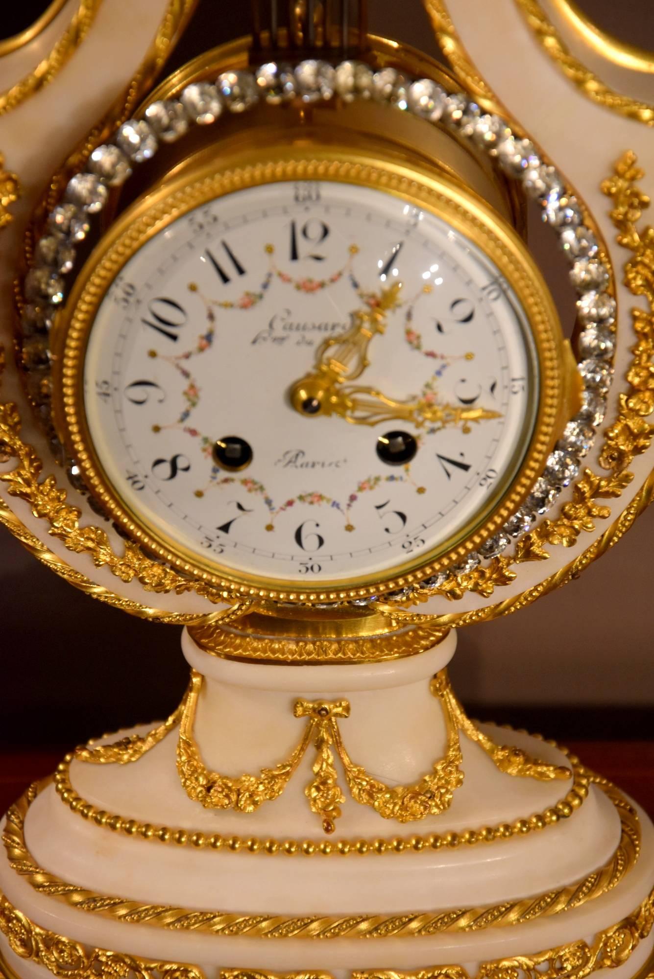 Victorian Good French White Marble and Ormolu Mantel Clock For Sale