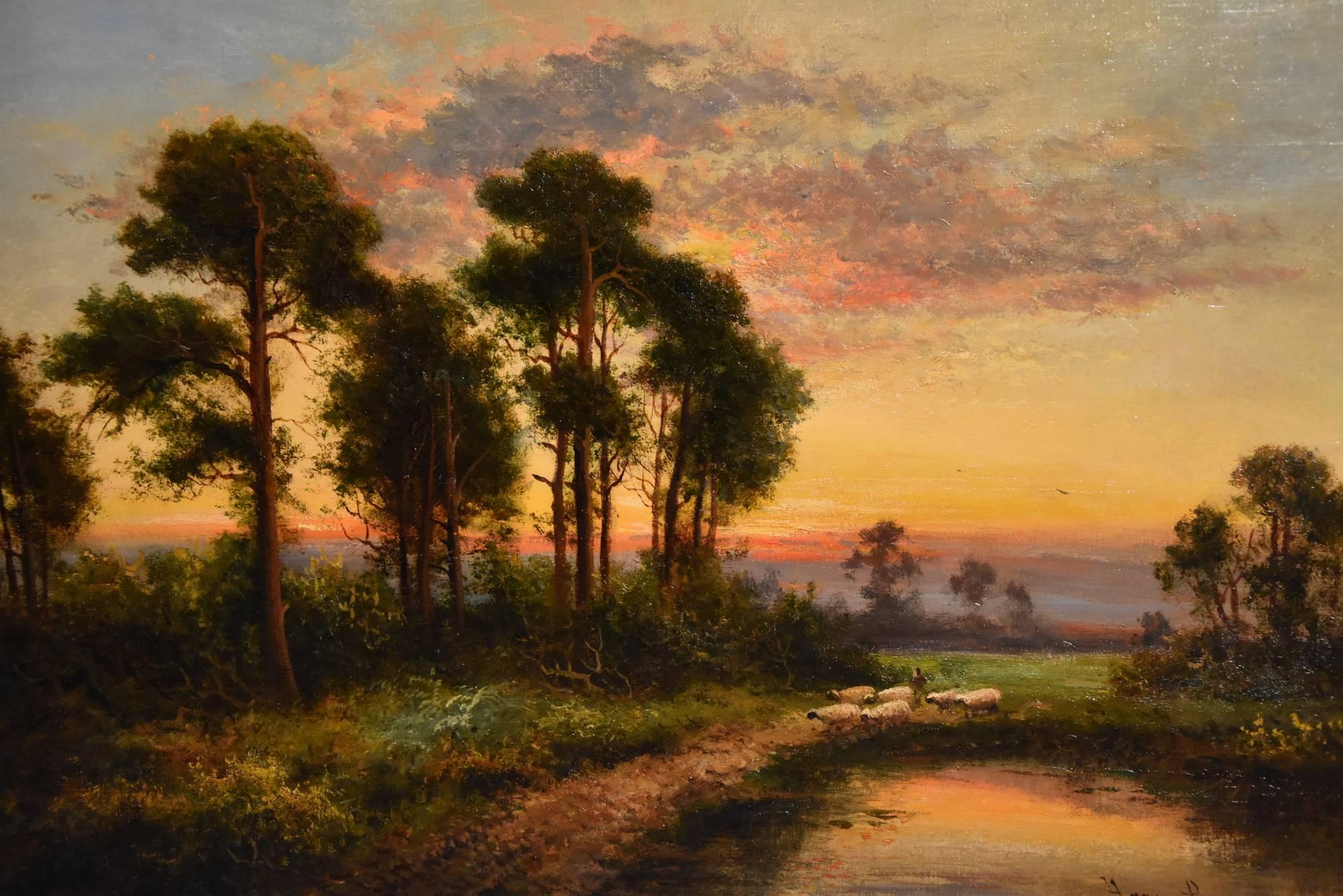 "Sunset" by Henry Cooper. He flourished between 1890-1925. A survey painter of local views and scenery. Oil on canvas. Signed. 

Dimensions Unframed:
width 24" (61 cm),
height 16" (41 cm).

All of the items that we