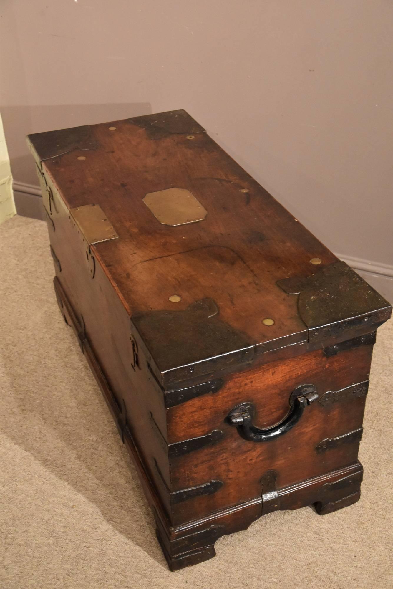 British Indian Ocean Territory Handsome Anglo Indian Teak and Iran Bound Trunk