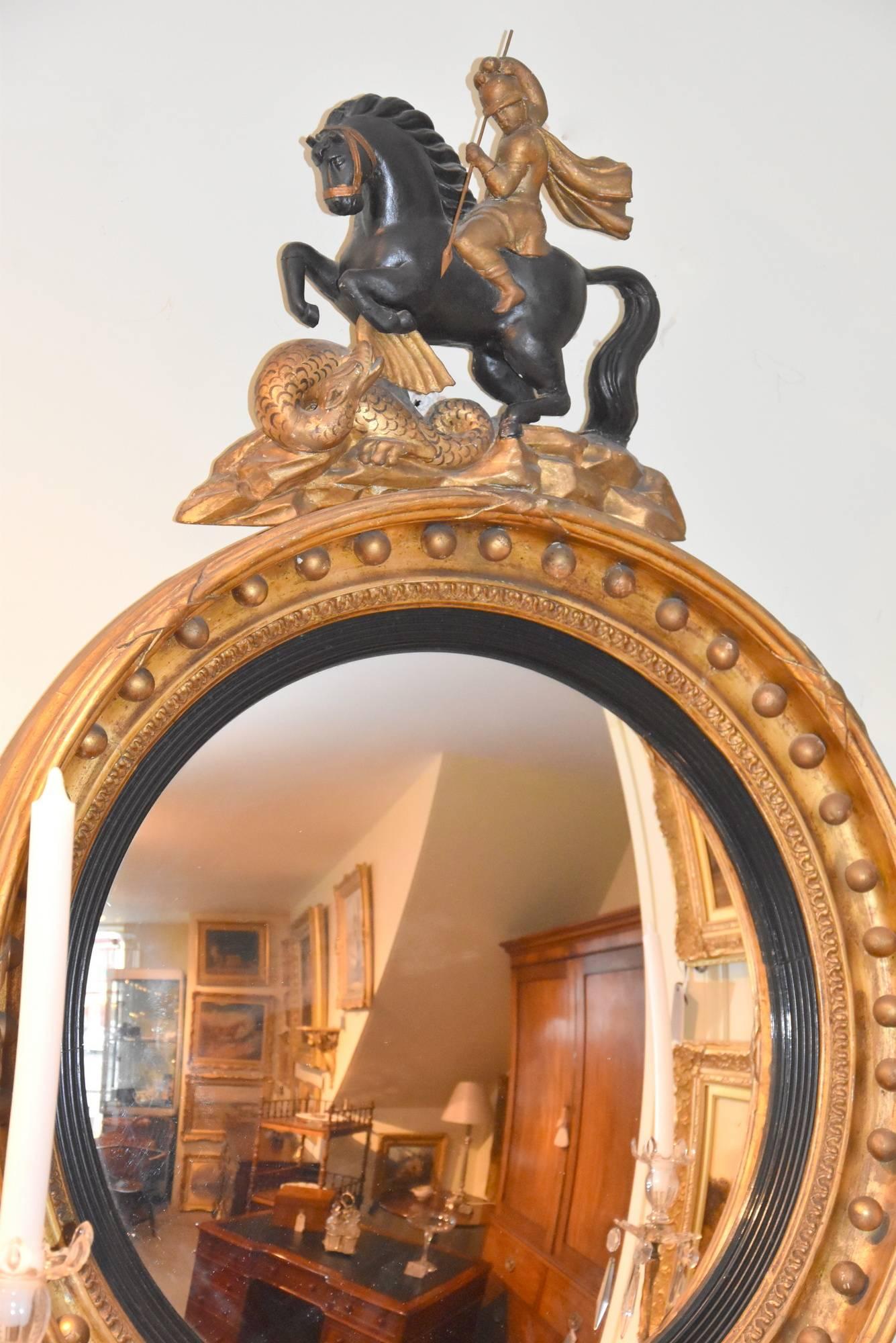 Regency Giltwood Convex Mirror In Good Condition For Sale In Wiltshire, GB