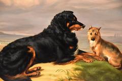 "Best of Friends" by Samuel John Carter Two Dogs Stormy Sea Sand Dunes
