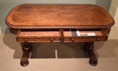 Very Fine William IV, Irish, Mahogany and Satinwood Library or Writing Table