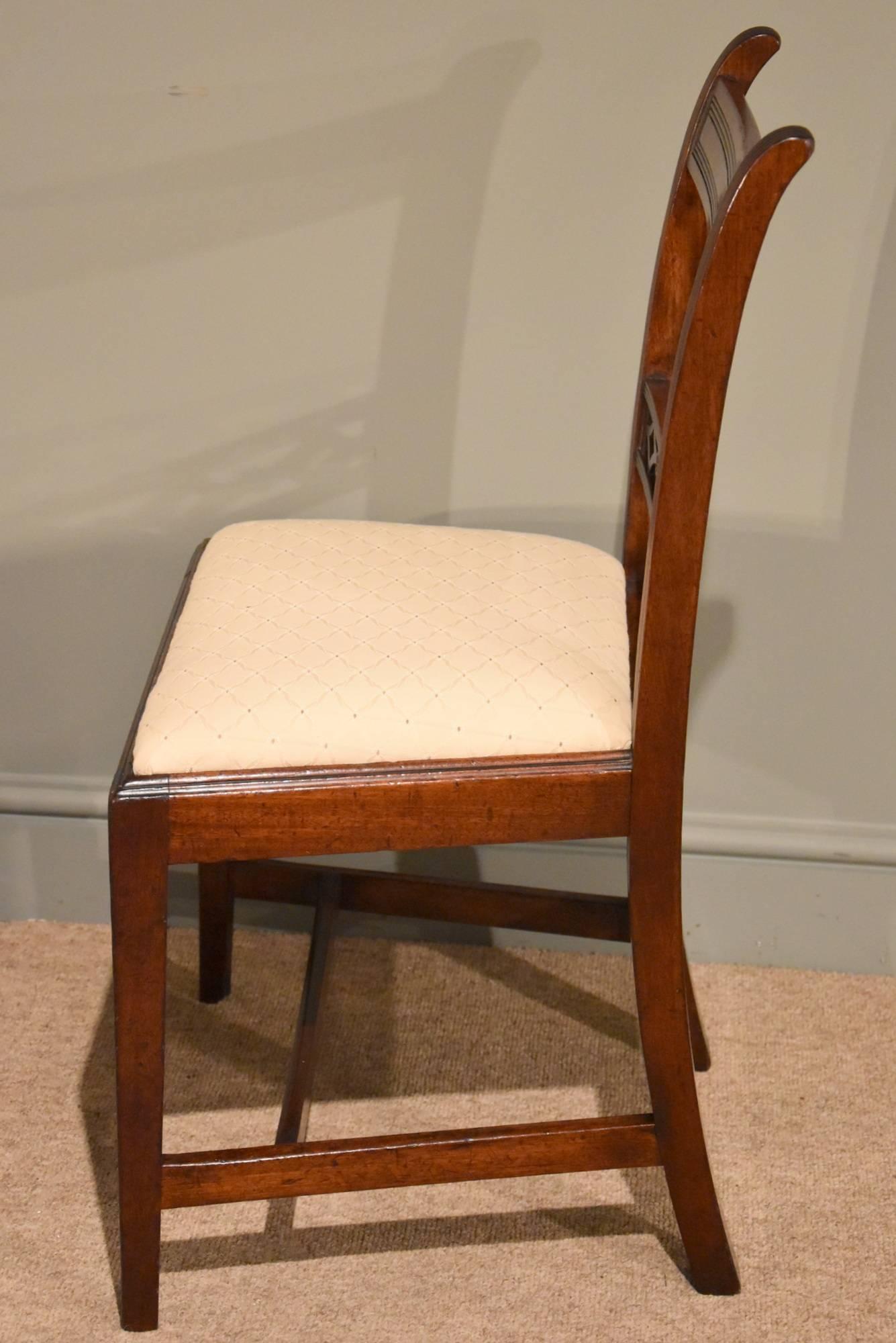 Great Britain (UK) Good Set of Six Regency Period Mahogany Lattice Back Reeded Dining Chairs