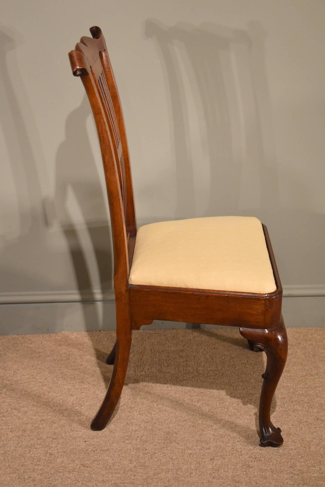 English Superb Set of Six George III Walnut Dining Chairs