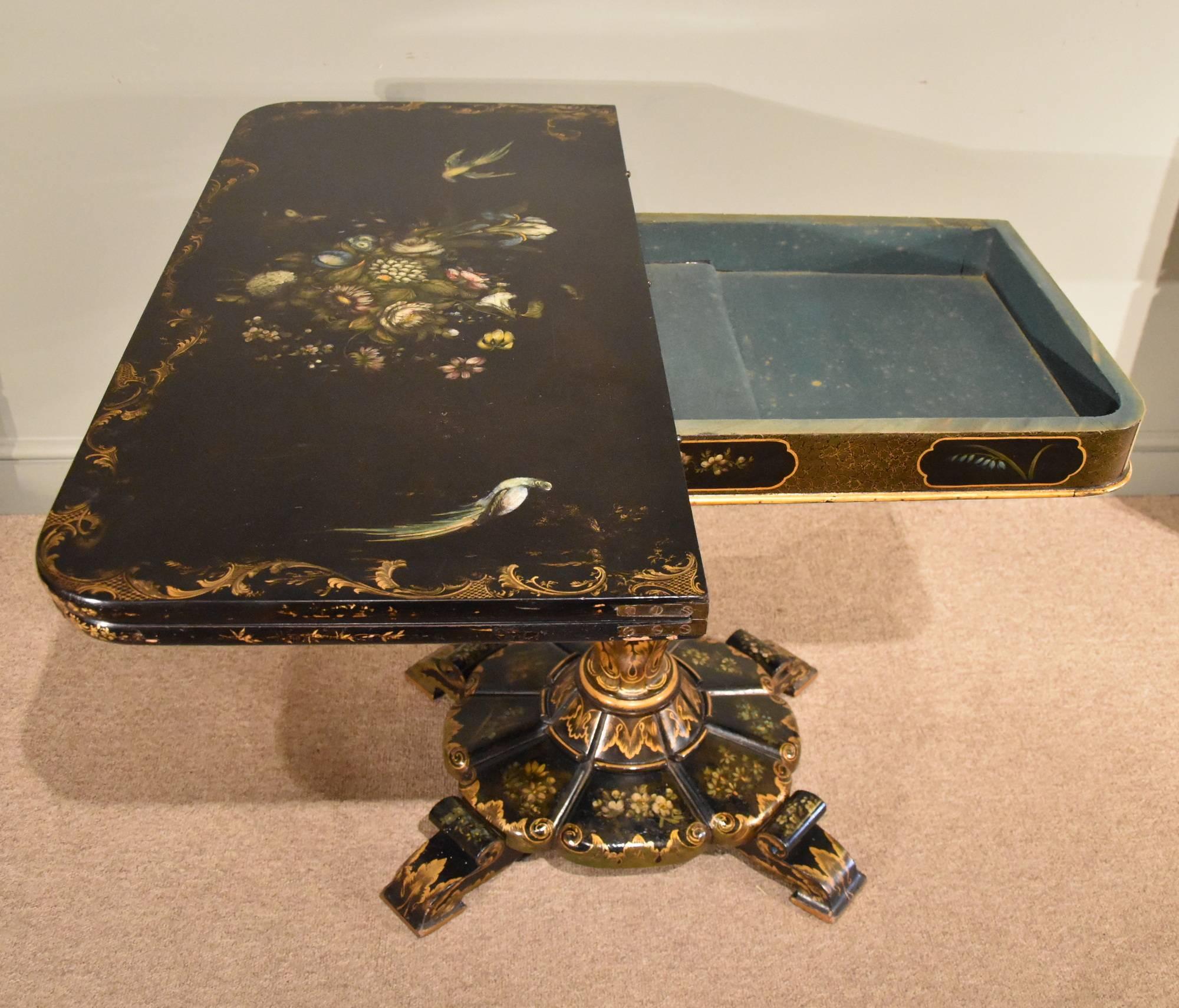 19th Century Superb William IV Japanned Card Table