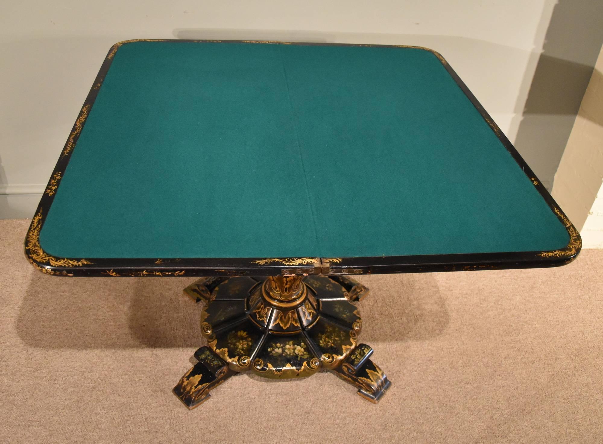 Giltwood Superb William IV Japanned Card Table