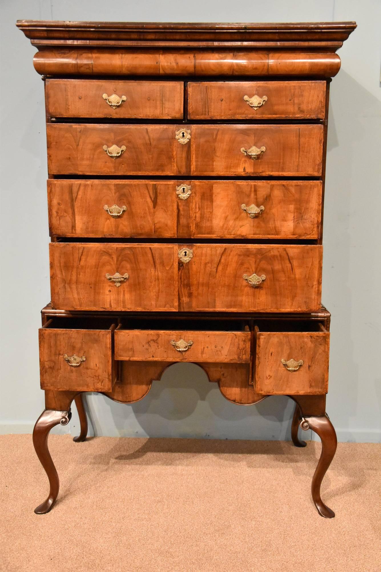 George I walnut chest on stand of superb color, 

The piece with later cabriole legs.  circa 1720

Dimensions
Height 67