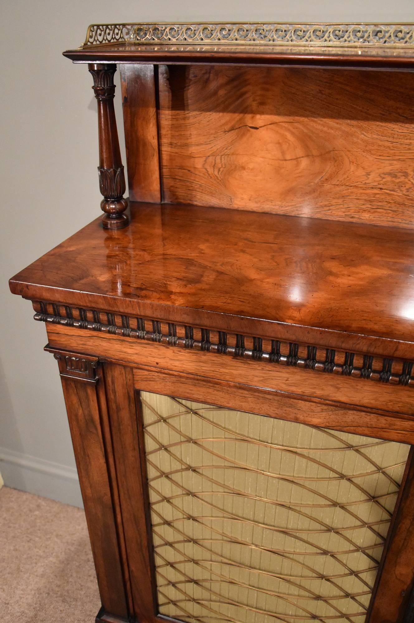 Early 19th Century Fine Regency Rosewood and Brass Chiffonier