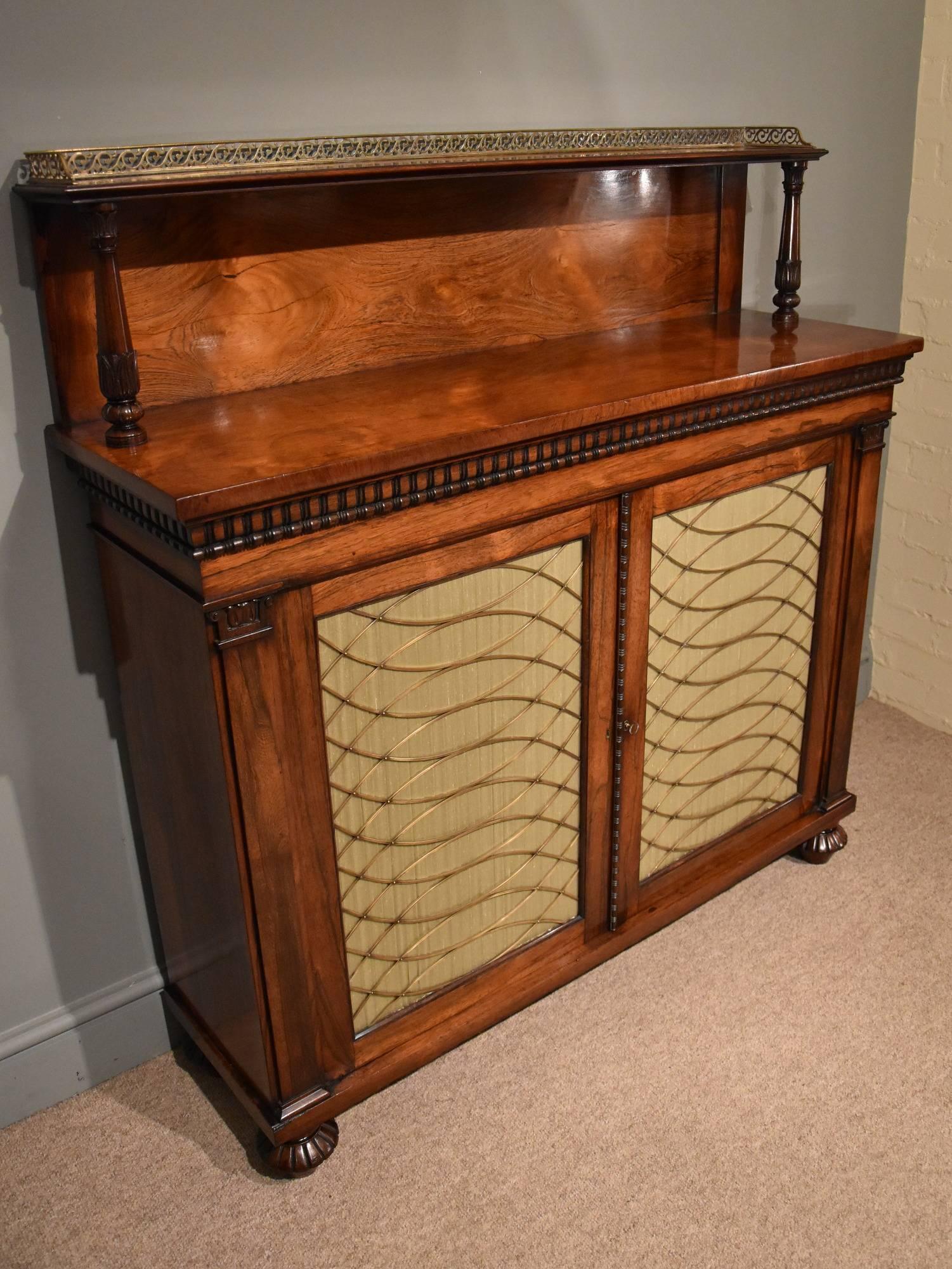 Fine Regency Rosewood and Brass Chiffonier 2