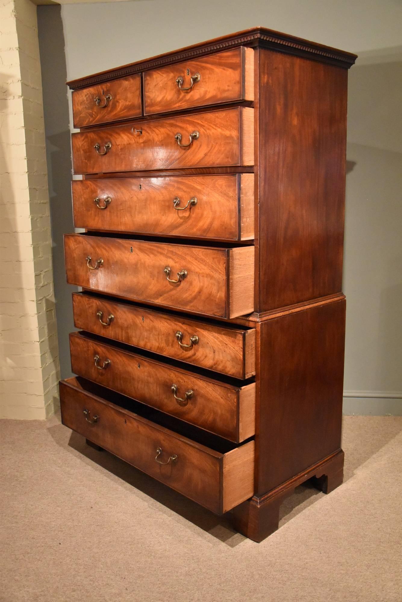 Chippendale period mahogany chest on chest in original condition 

Dimensions
Height 69.5