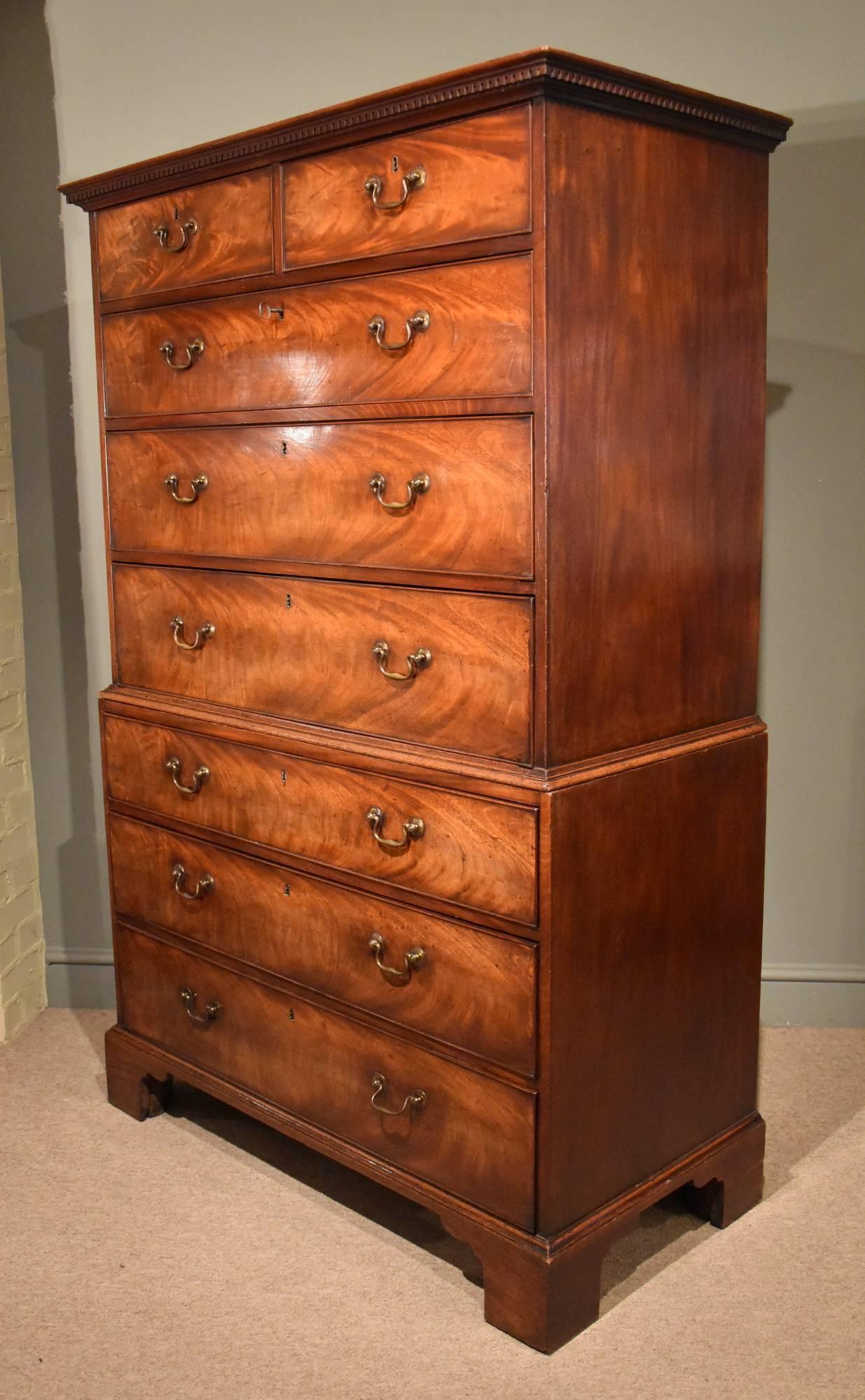 George III Chippendale Period Mahogany Chest on Chest