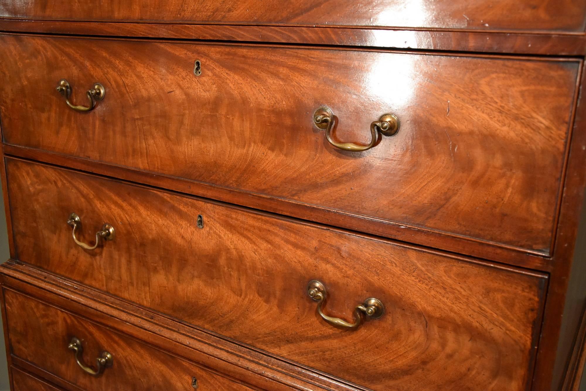 18th Century and Earlier Chippendale Period Mahogany Chest on Chest
