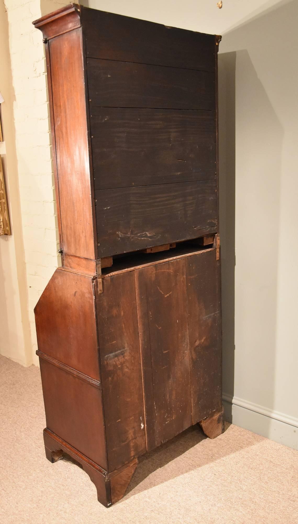 Fine Small George II Mahogany Bureau Bookcase 1